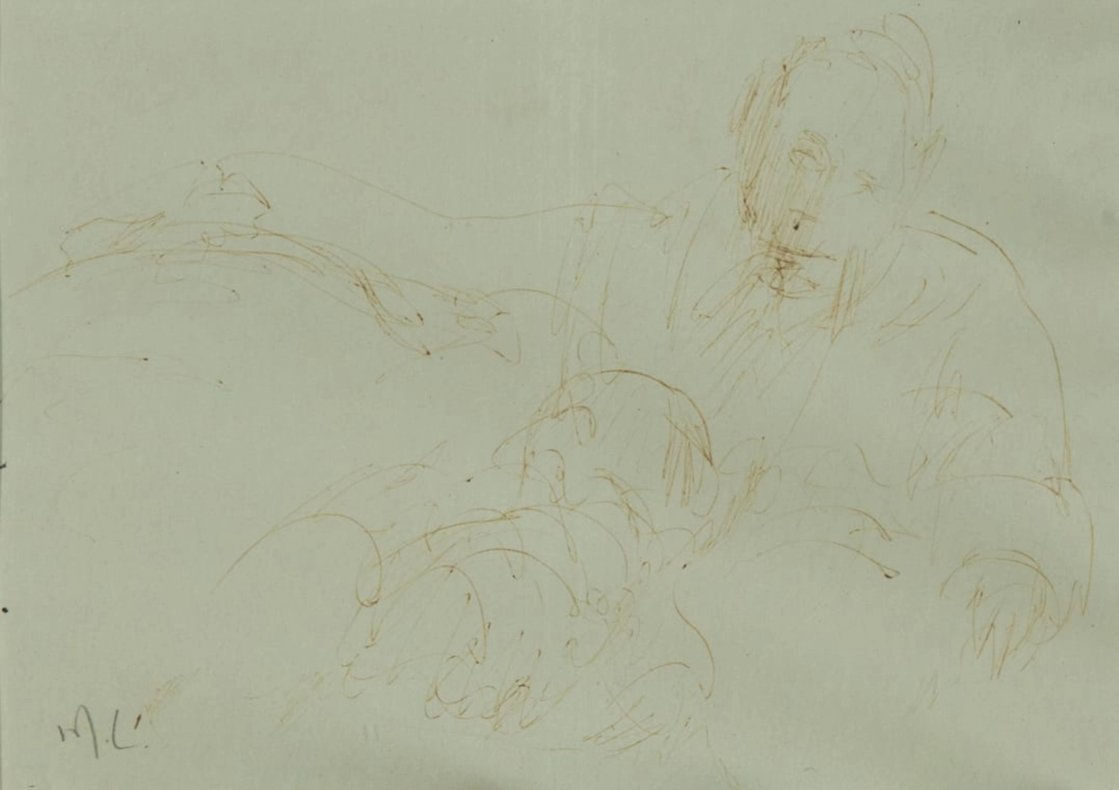 Maggie Laubser; Figure Study (recto) Three Figures with Child Study (verso)