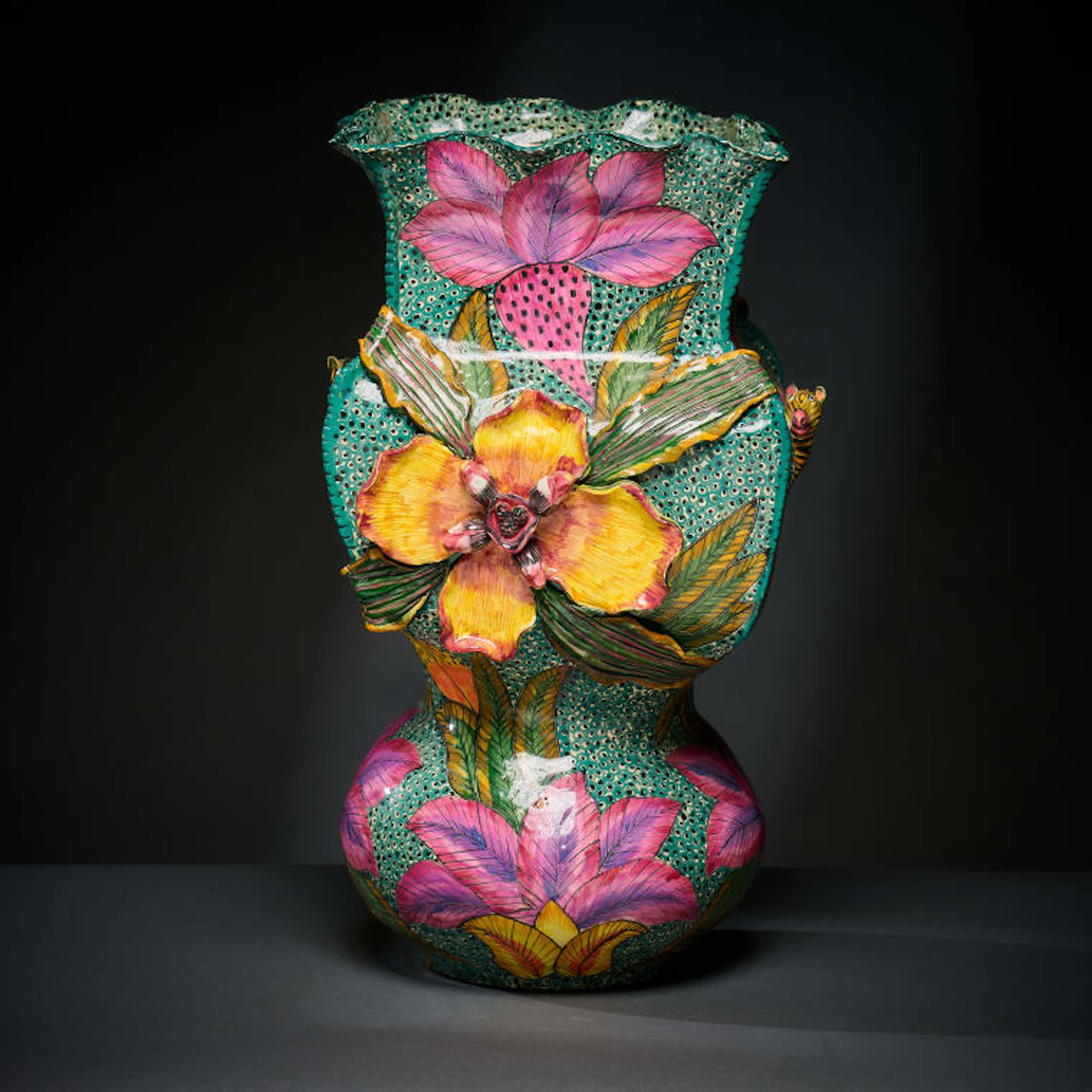 Ardmore Ceramic Studio; Zebra and flower vase