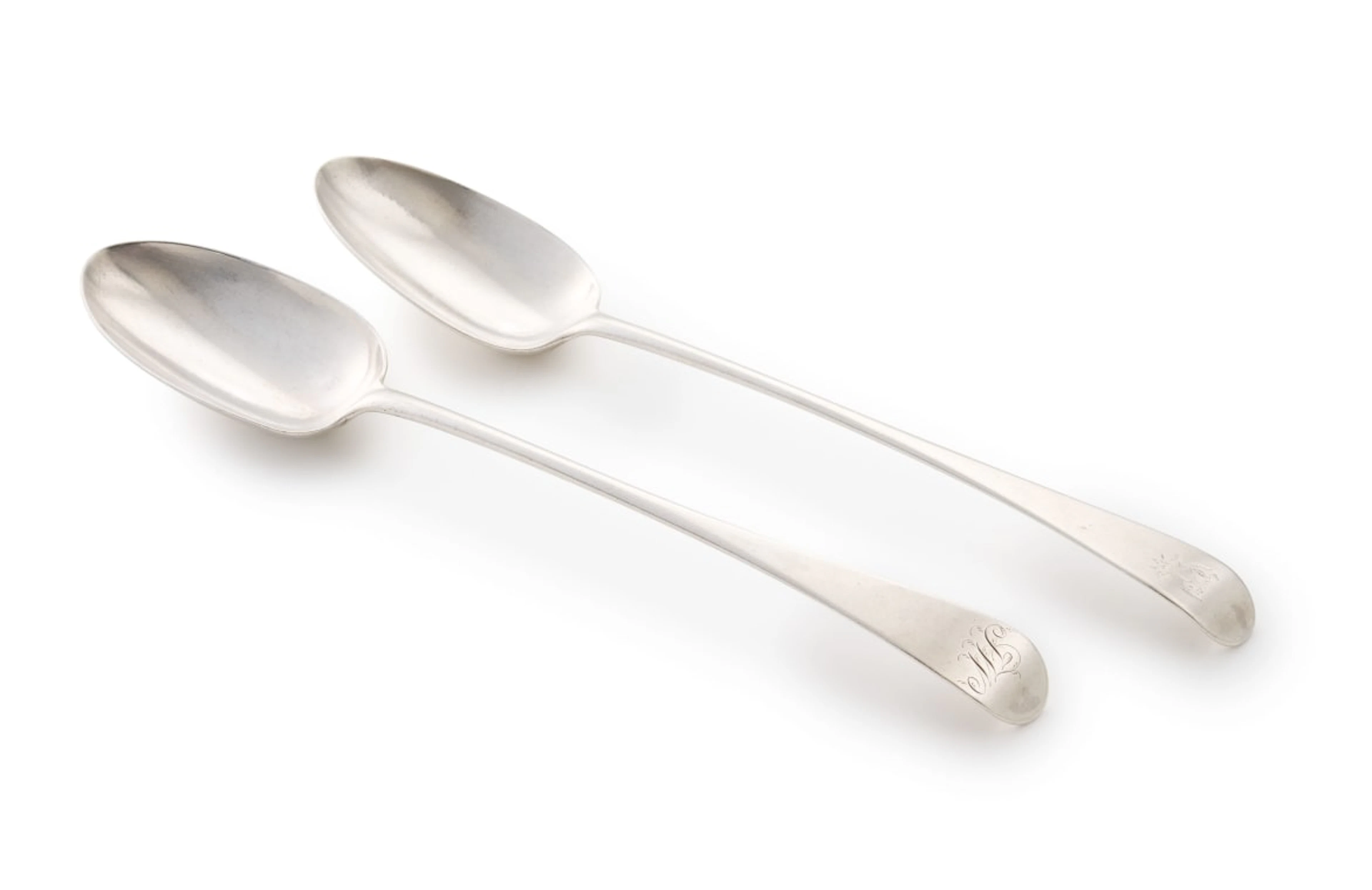A pair of George III Old English silver basting spoons, Thomas Wallis