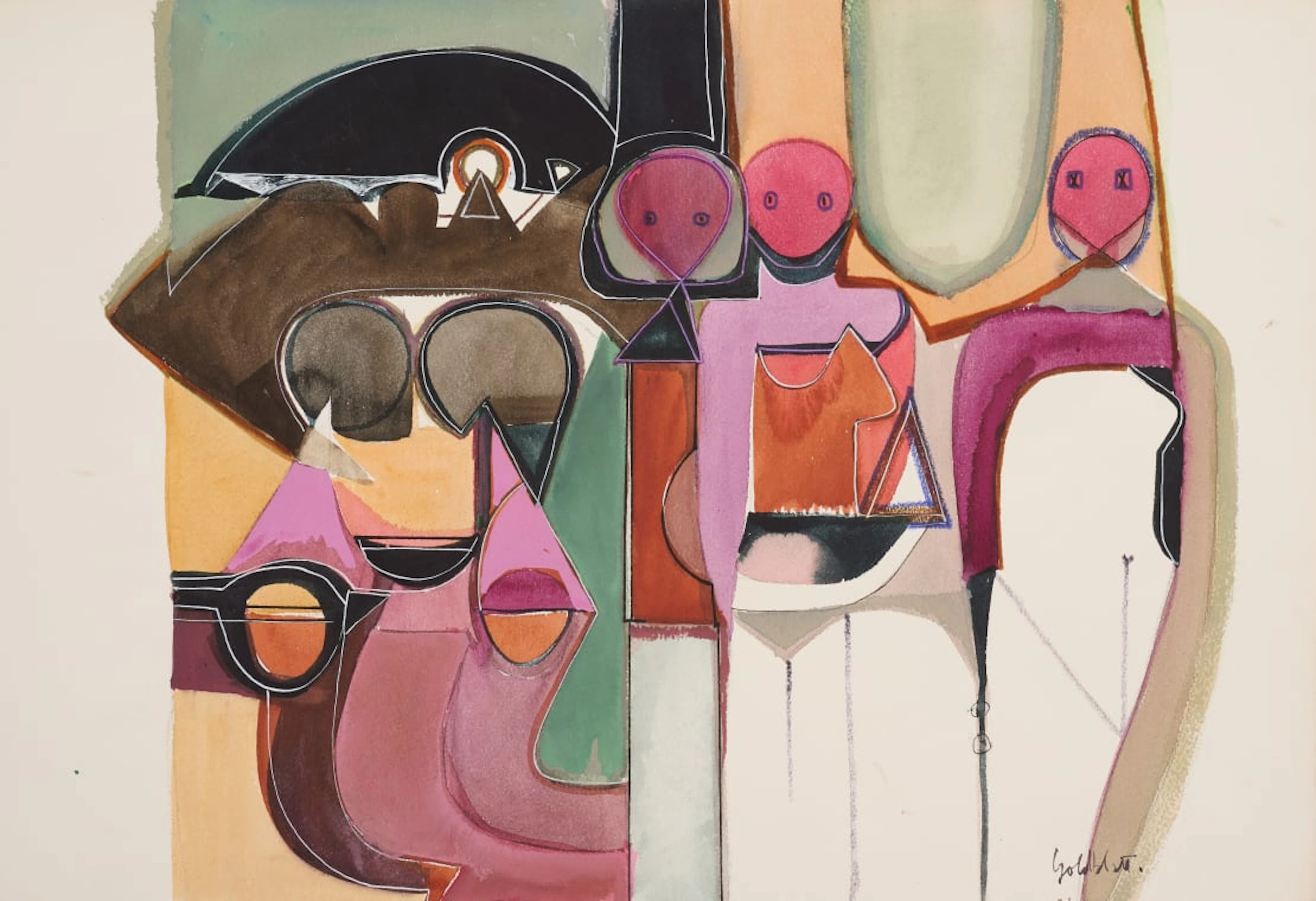 Sidney Goldblatt; Abstract with Geometric Figures II