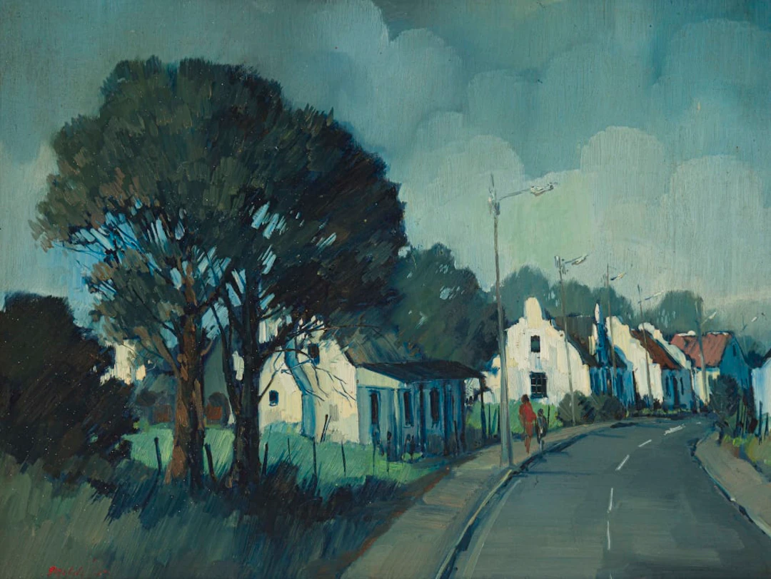 Mel Brigg; Street Scene with White Houses