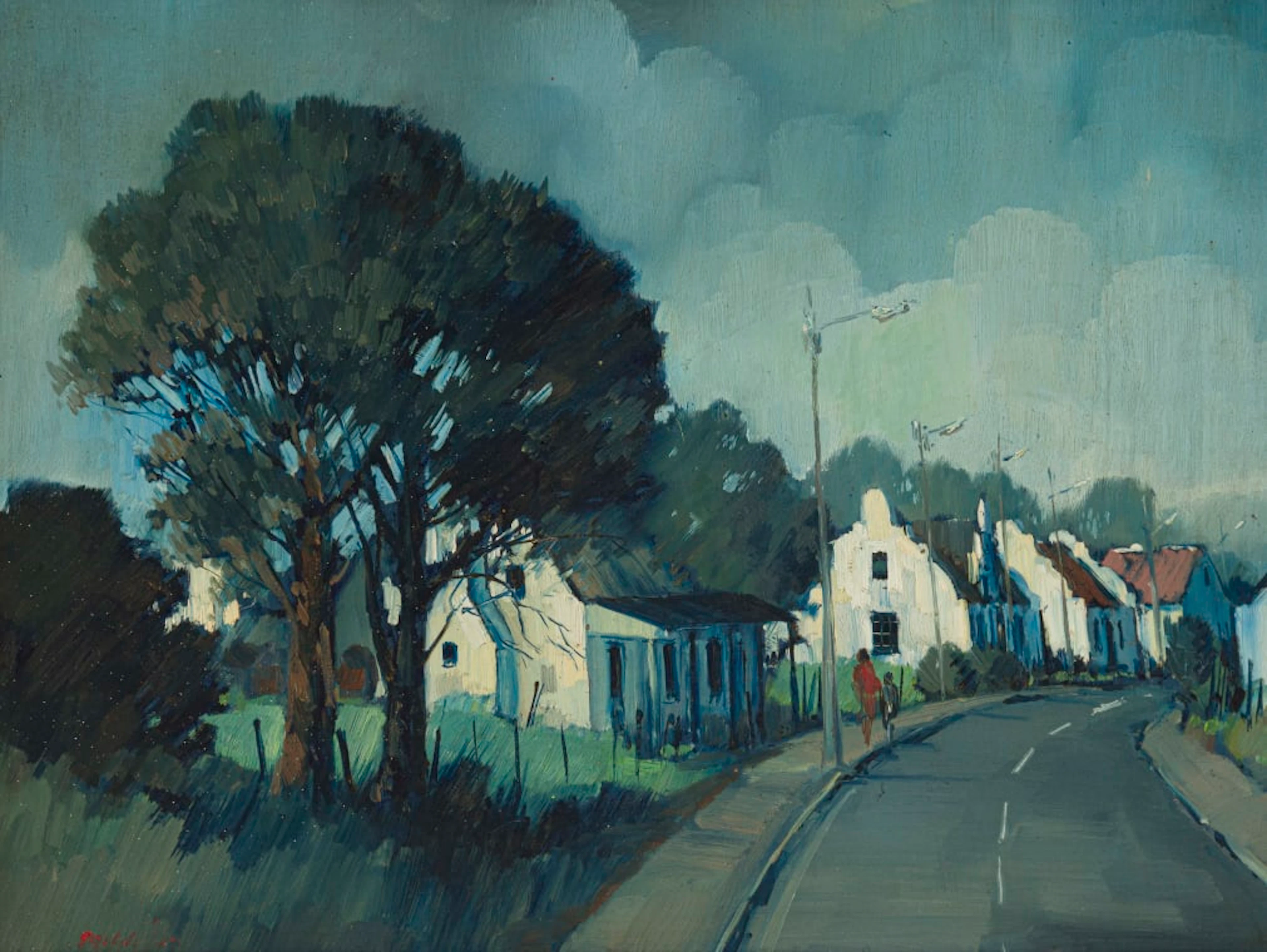 Mel Brigg; Street Scene with White Houses