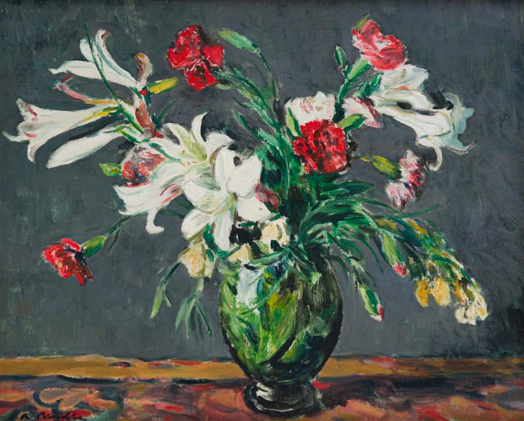 Robert Broadley; Still Life with Carnations and St. Joseph's Lilies in a Vase