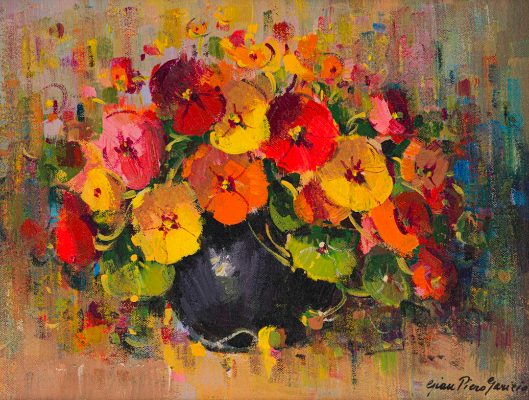 Gian-Piero Garizio; Nasturtiums in a Vase