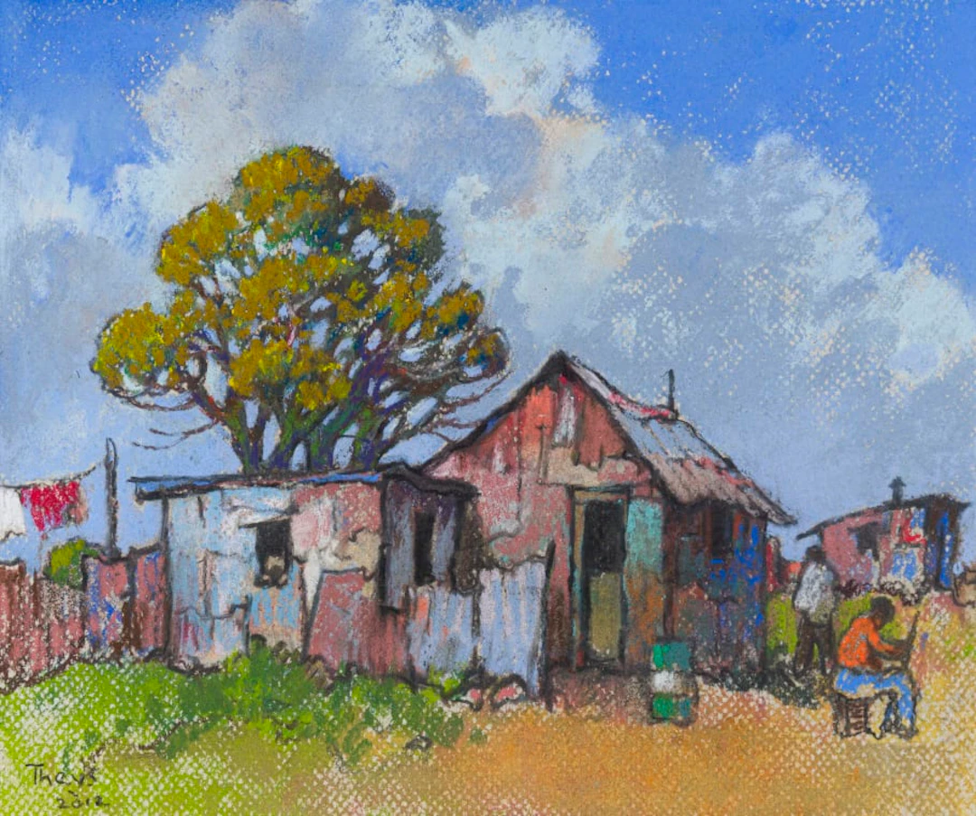 Conrad Theys; Rural Cottage with Tree and Figures