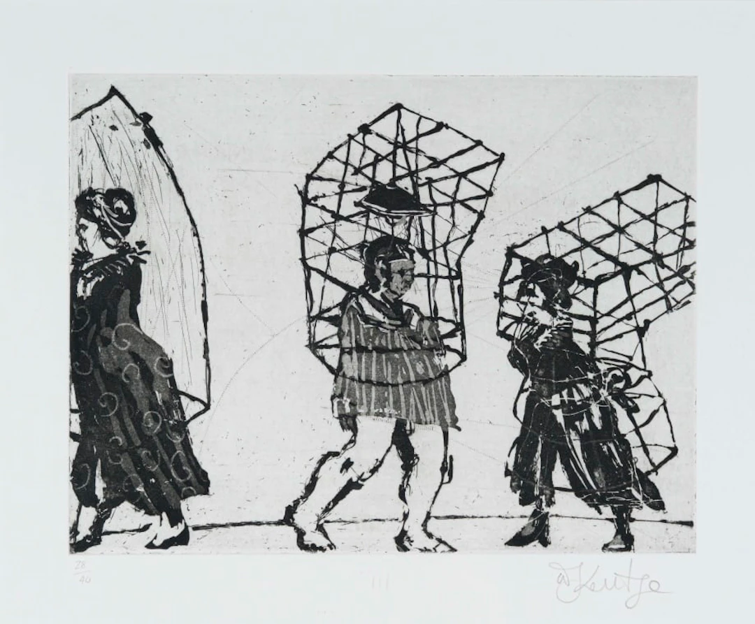 William Kentridge; Three Figures, from Give and Take series