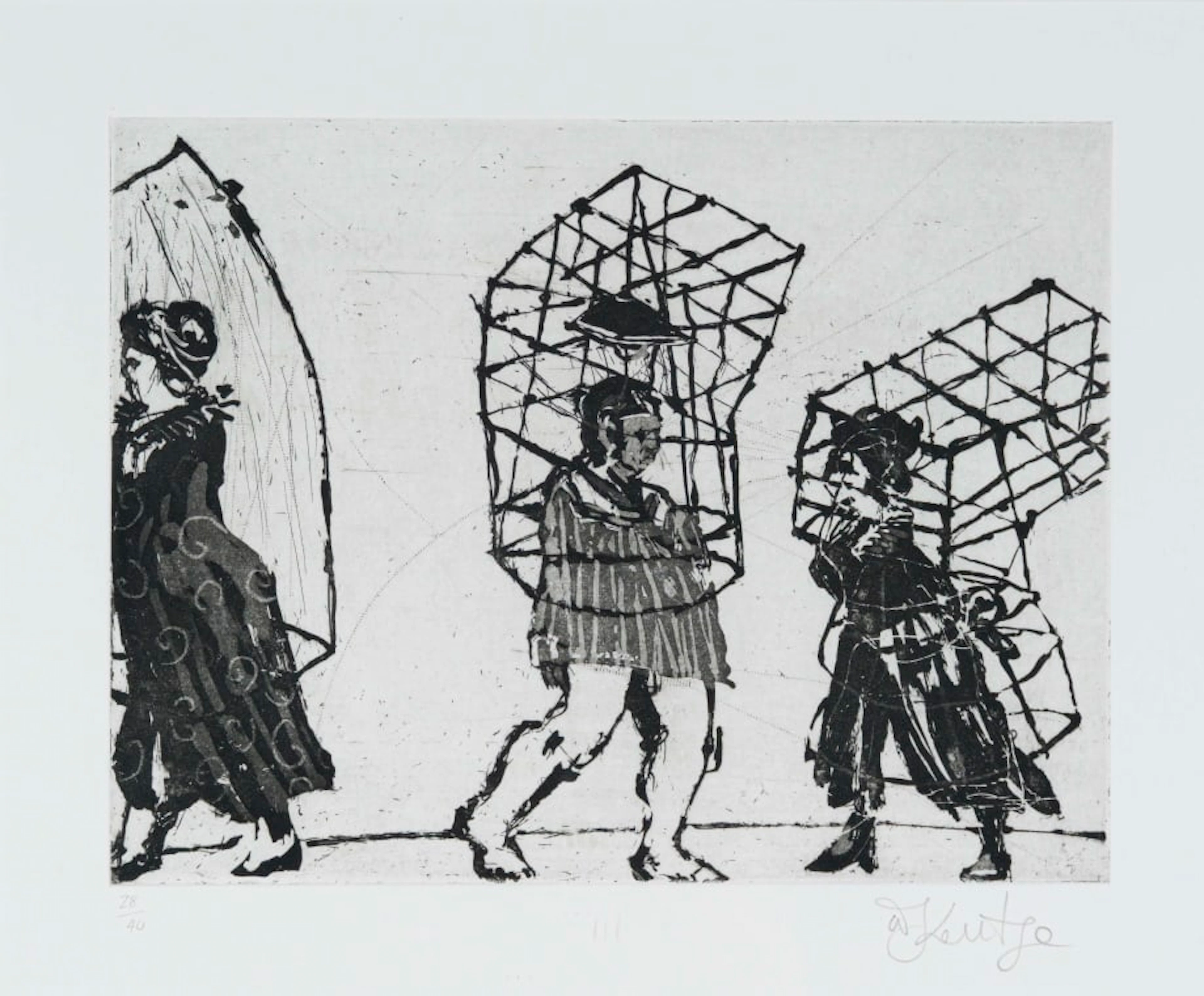 William Kentridge; Three Figures, from Give and Take series