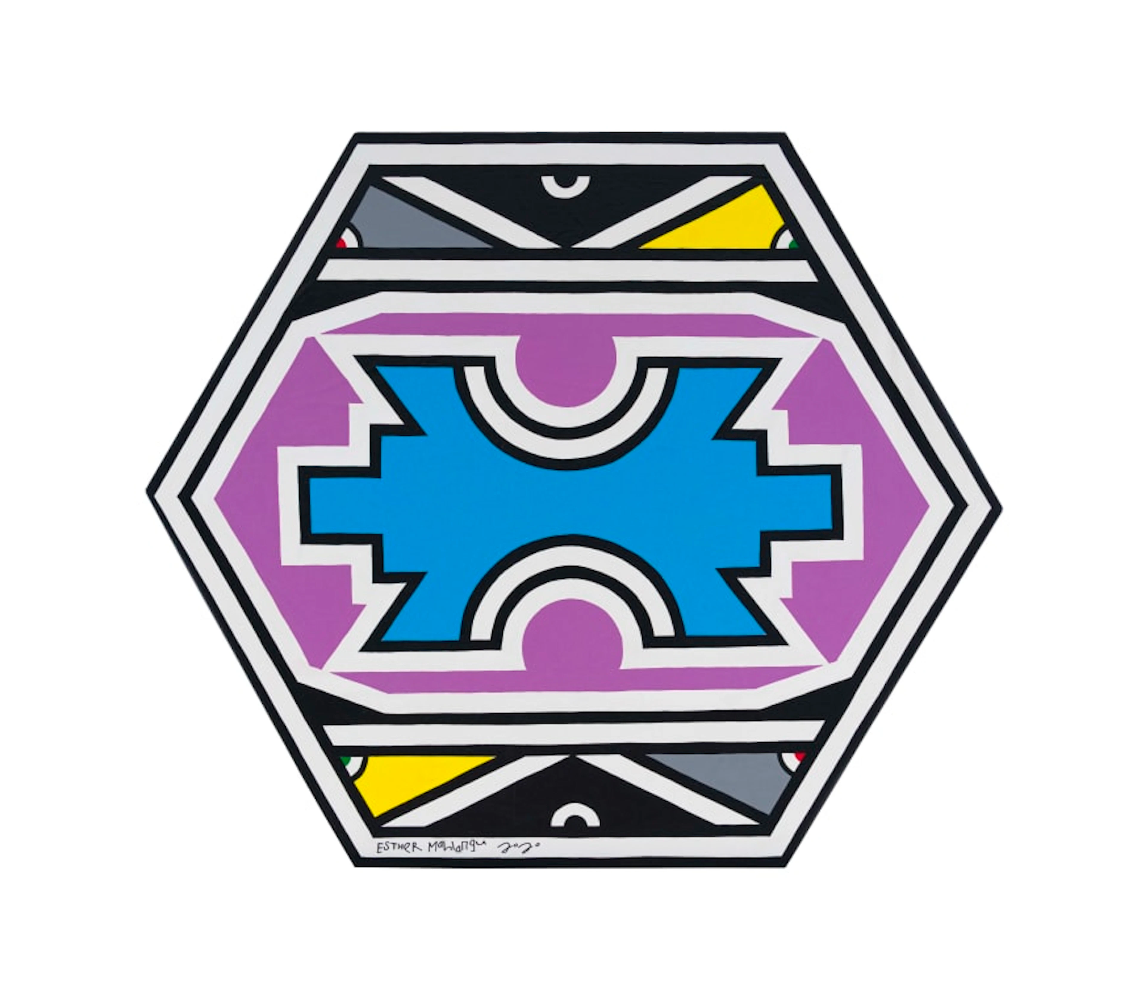 Esther Mahlangu; Untitled (Ndebele Pattern with Blue Centre)