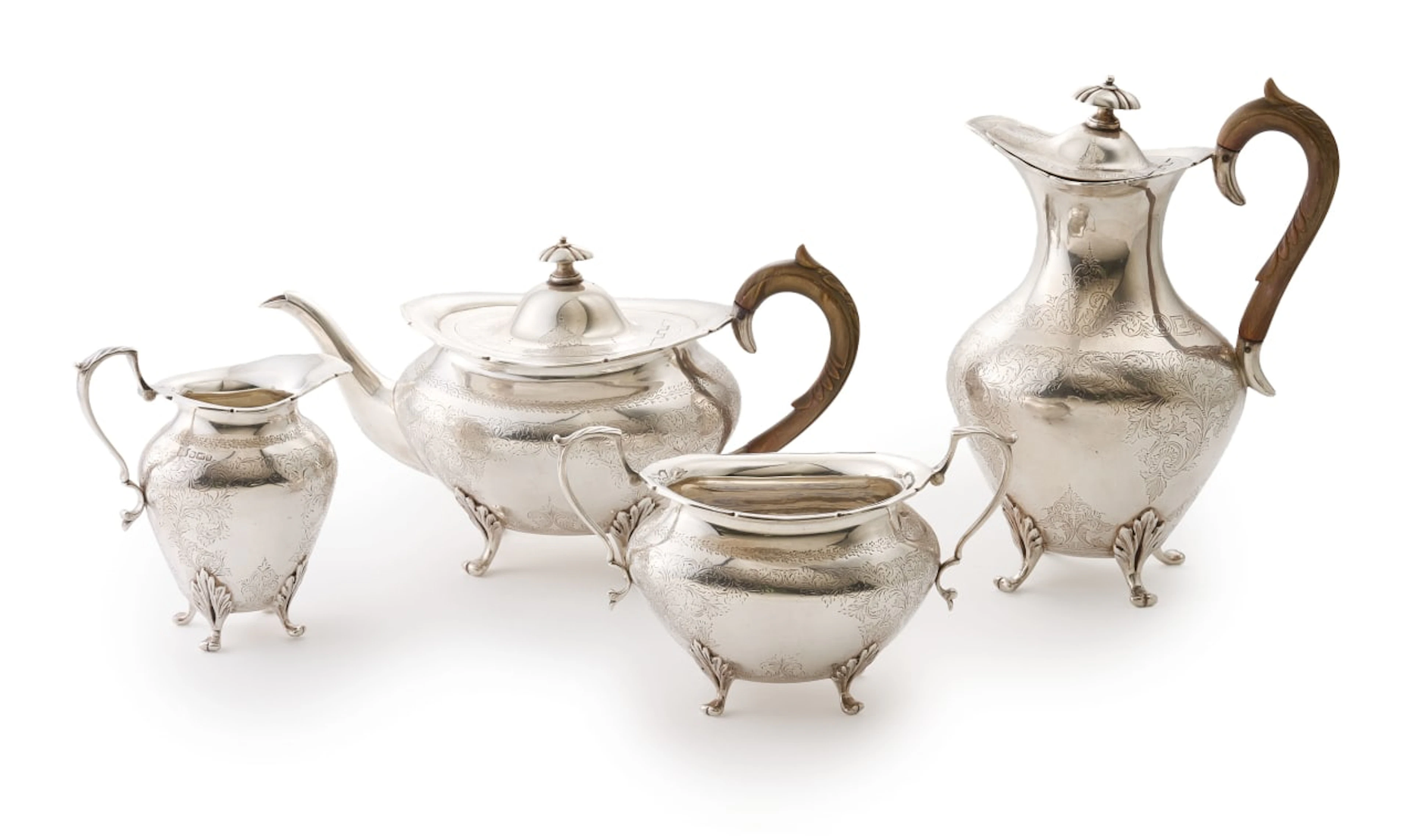 A late Victorian silver four-piece tea set, Thomas Russell & Son