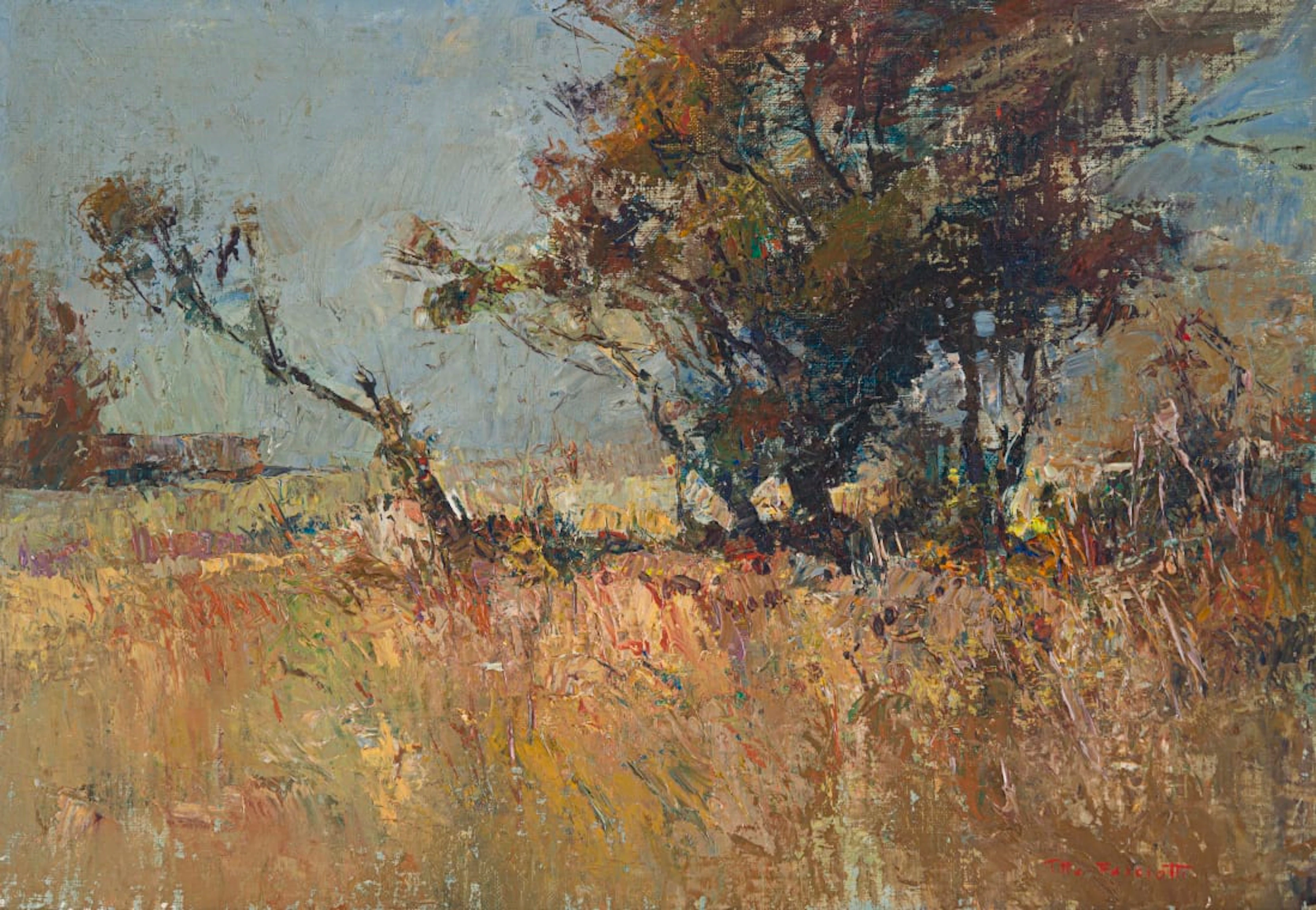 Titta Fasciotti; Grassy Landscape with Thicket