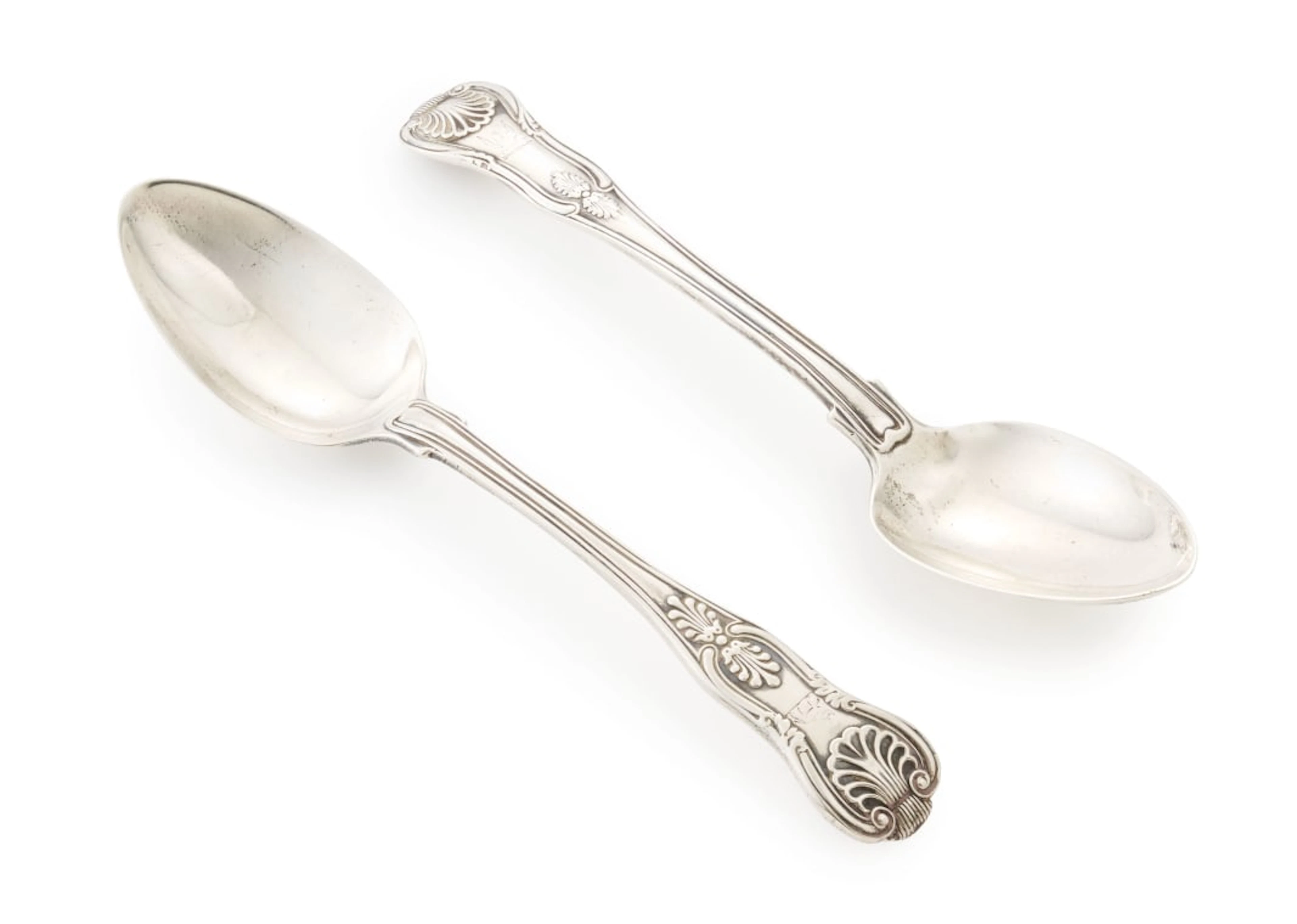 Two George IV and William IV King's pattern silver spoons, Francis