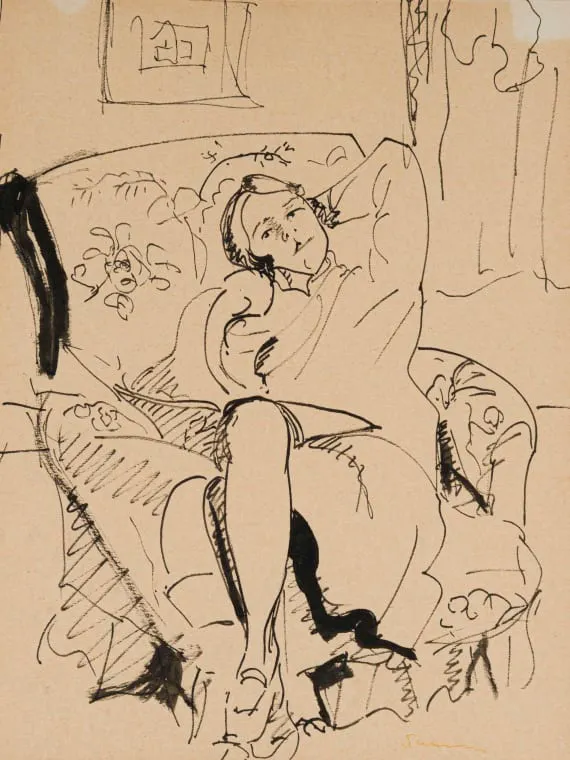 Maud Sumner; Figure in a Floral Armchair