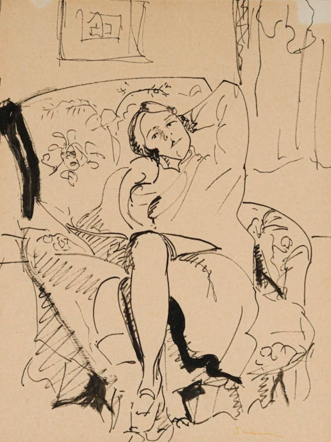 Maud Sumner; Figure in a Floral Armchair