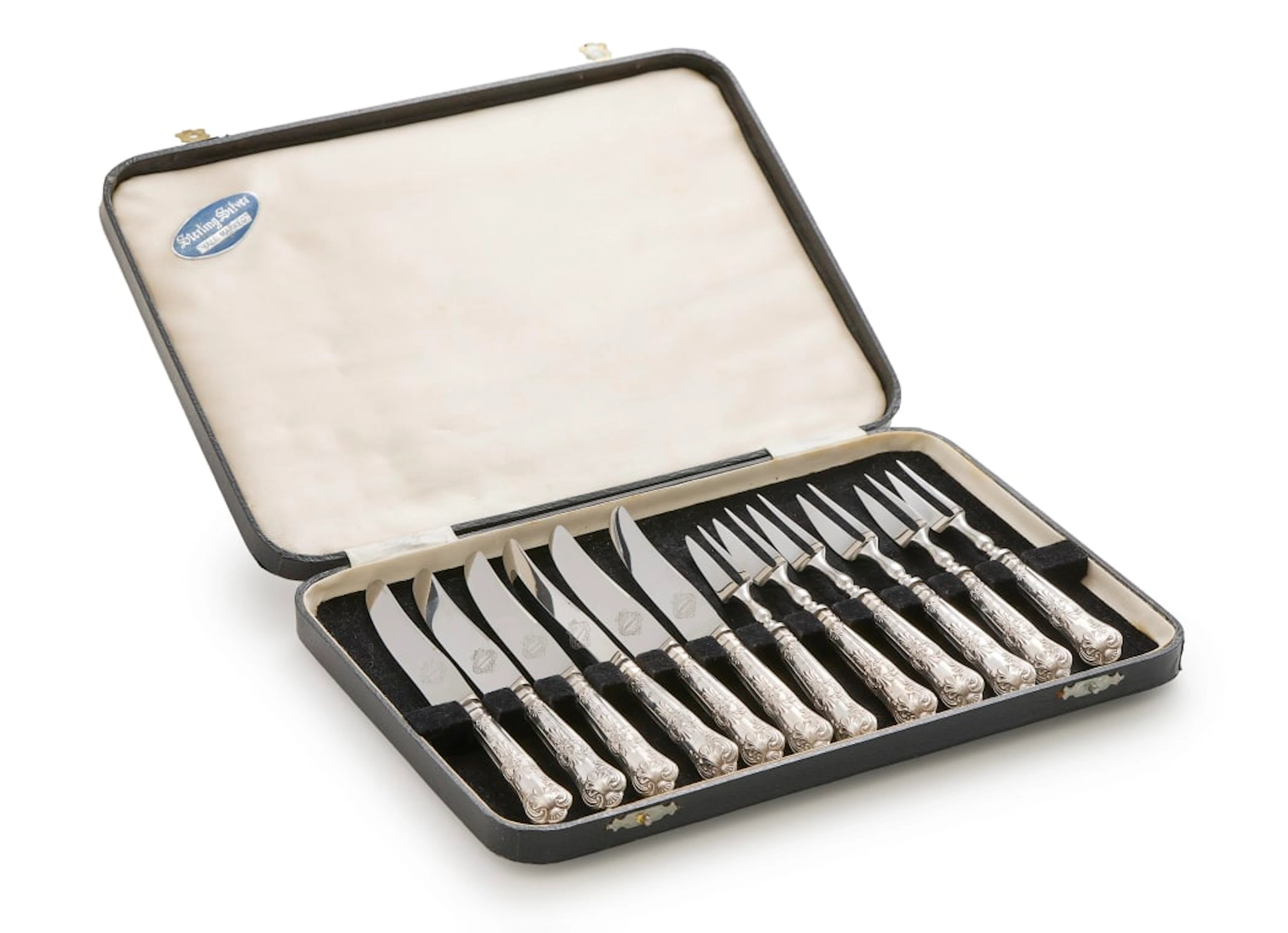 An Elizabeth II silver King's pattern fruit set, Harrison Brothers