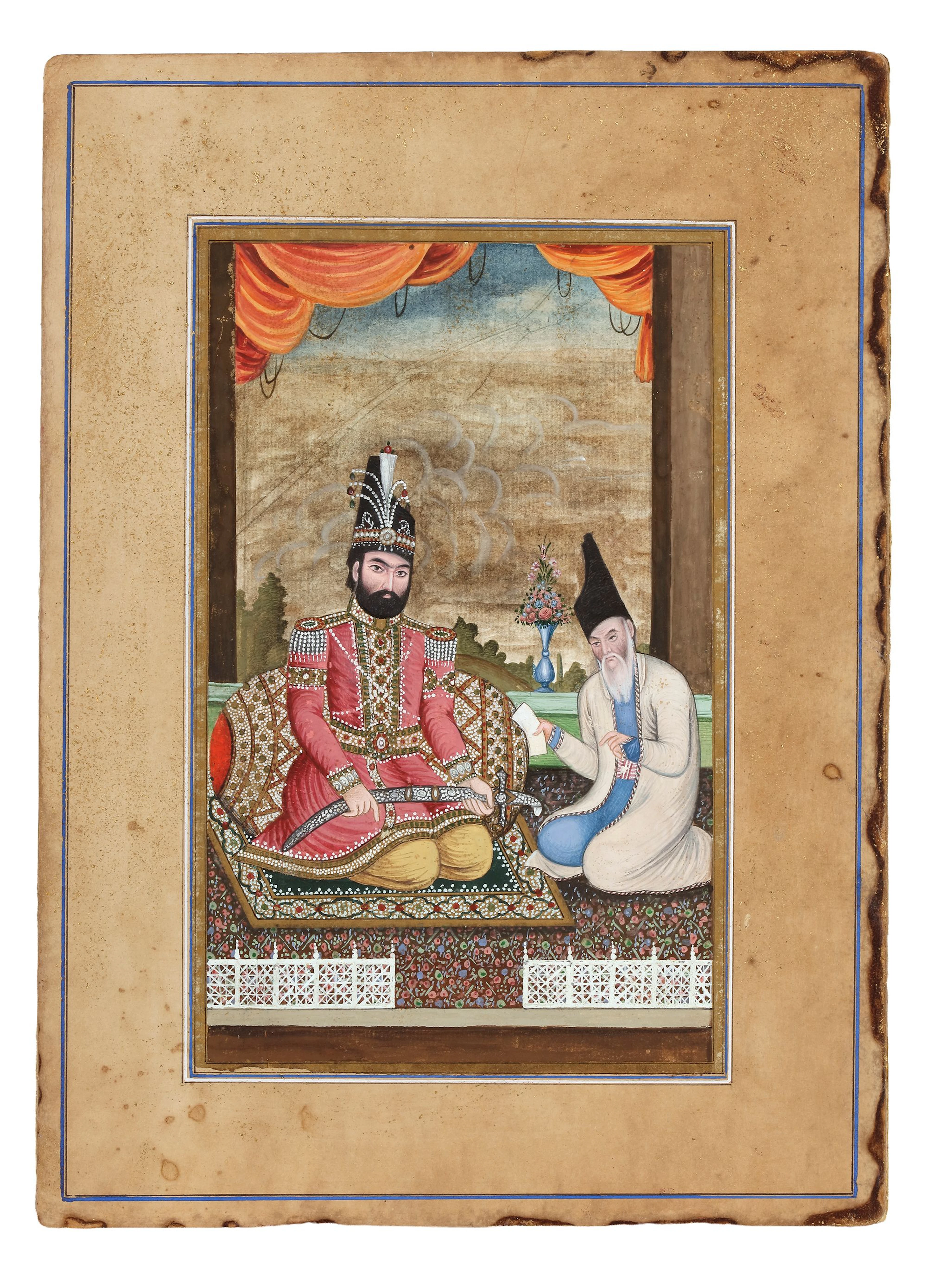 MUHAMMAD SHAH QAJAR AND HIS VIZIER, PERSIA QAJAR, 19TH CENTURY