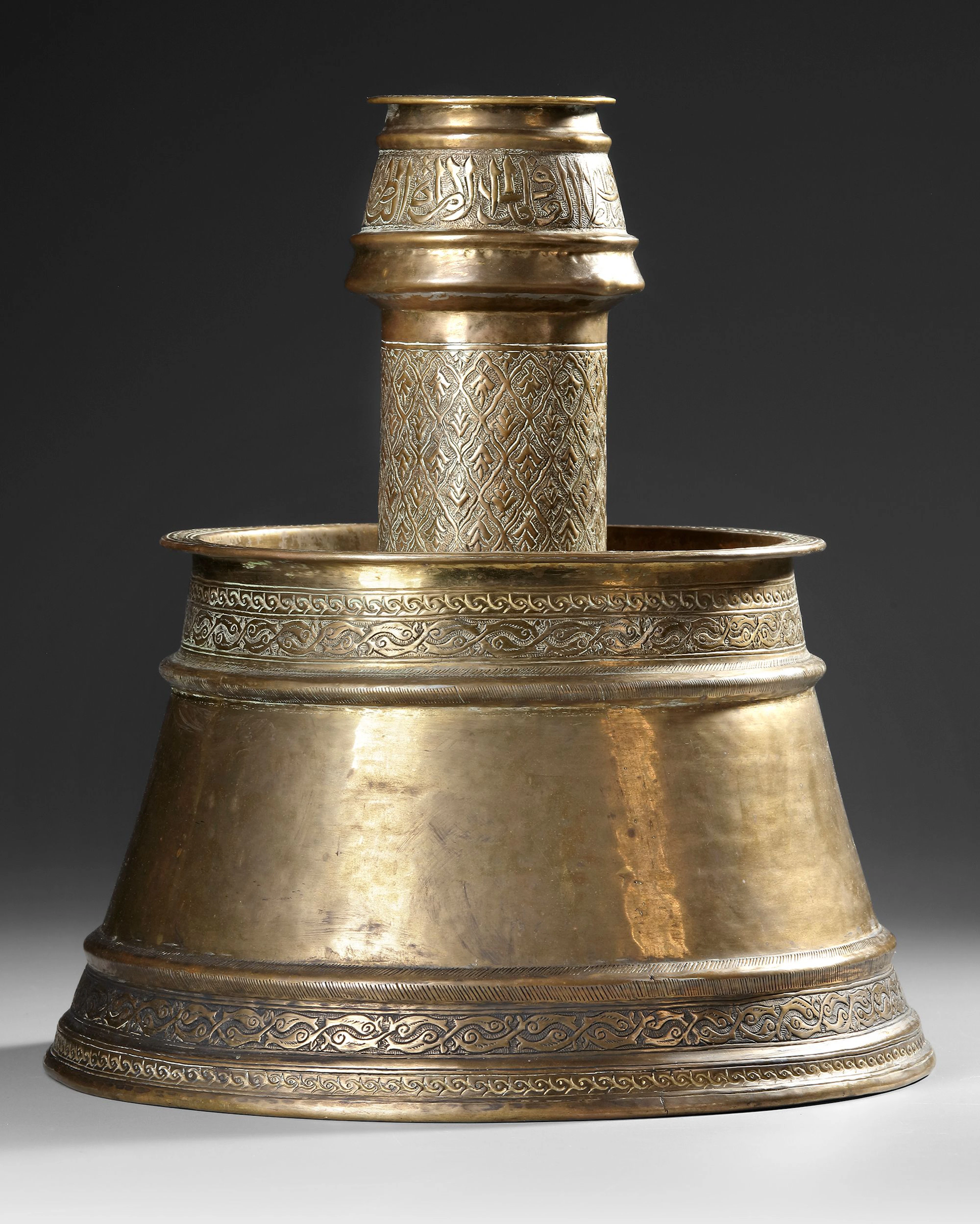 A FINE OTTOMAN GILT-BRASS CANDLESTICK, LATE 18TH–EARLY 19TH CENTURY