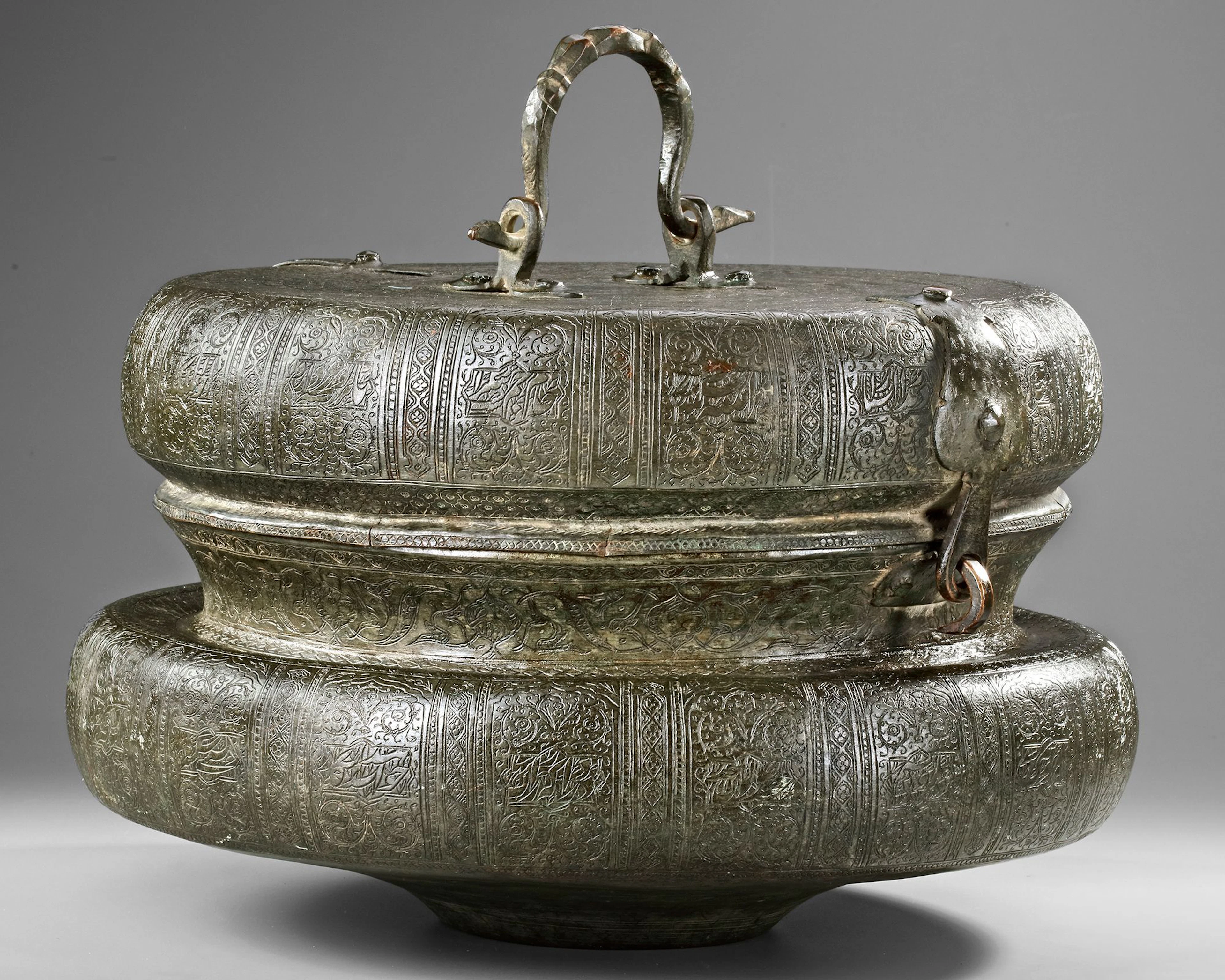 A SAFAVID TINNED COPPER BOWL AND COVER, PERSIA, 17TH CENTURY