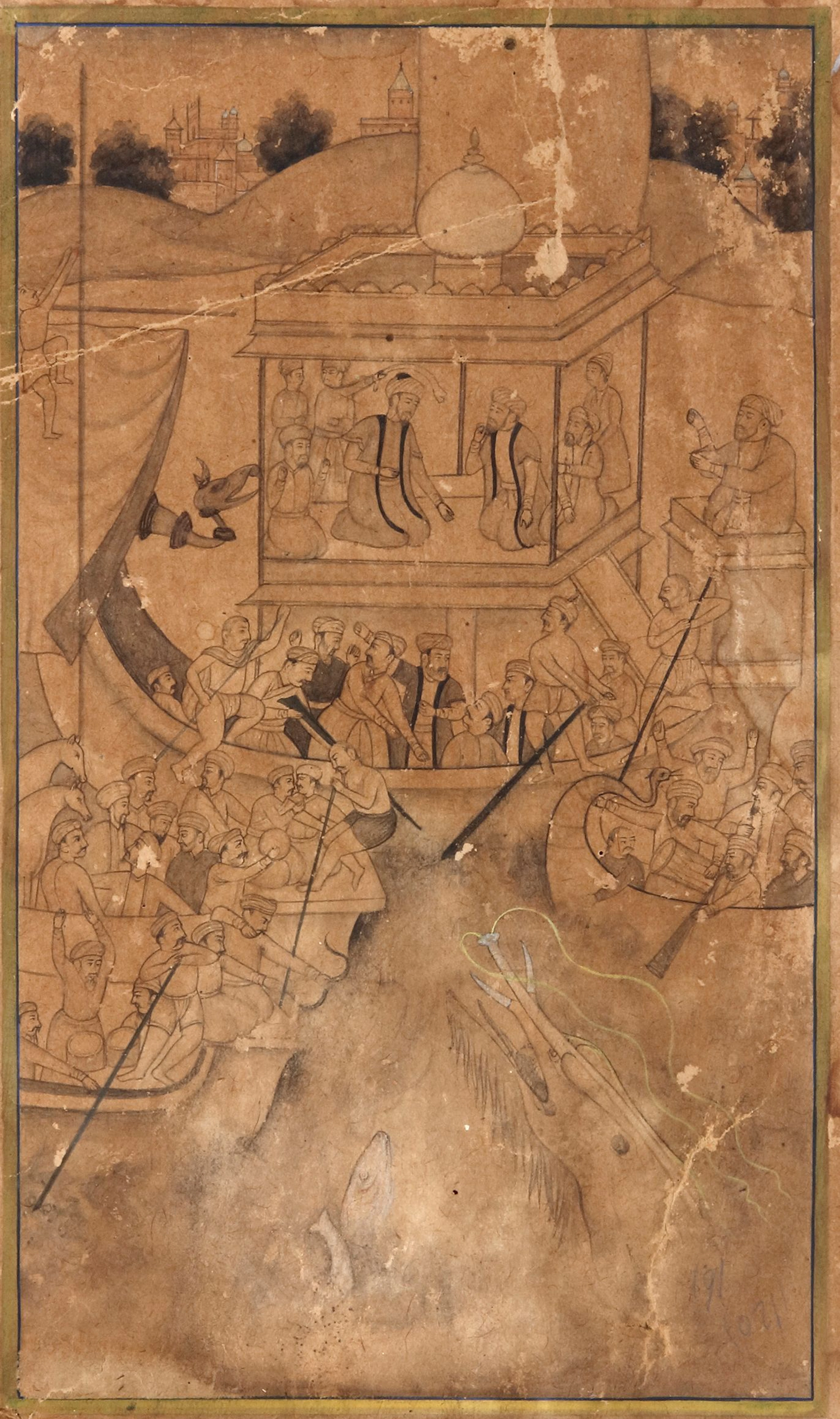 A MUGHAL RIVER PROCESSION SCENE, INDIA, 18TH CENTURY