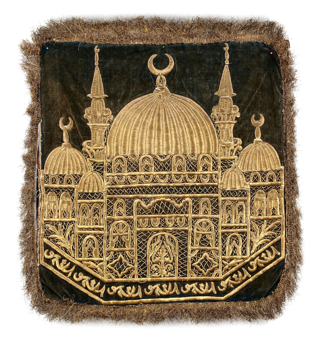 AN OTTOMAN EMBROIDERED SILK PANEL, 19TH CENTURY