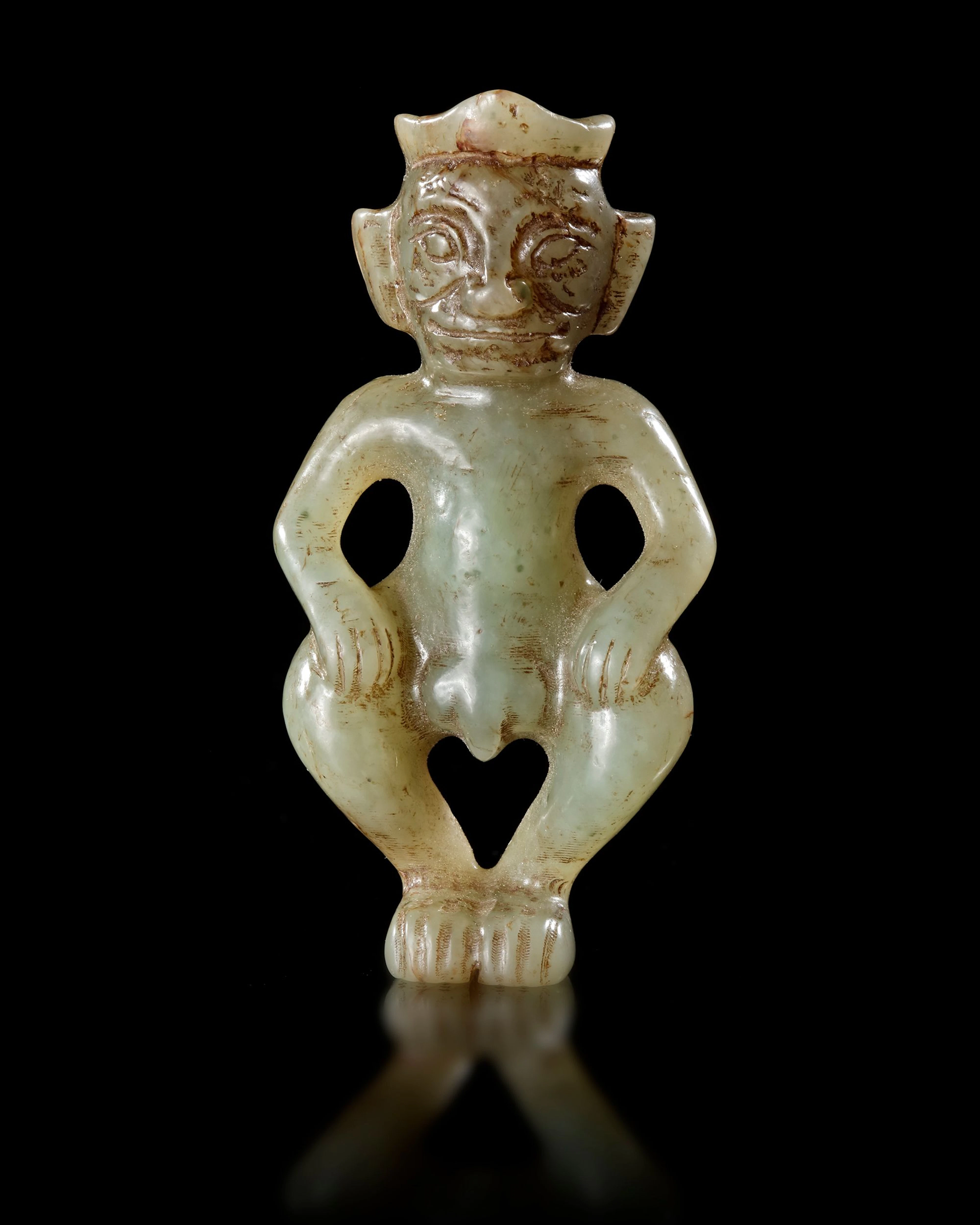 A CHINESE JADE OF A HUMAN FIGURE, NEOLITHIC PERIOD, (c. 3300–2600 BC)