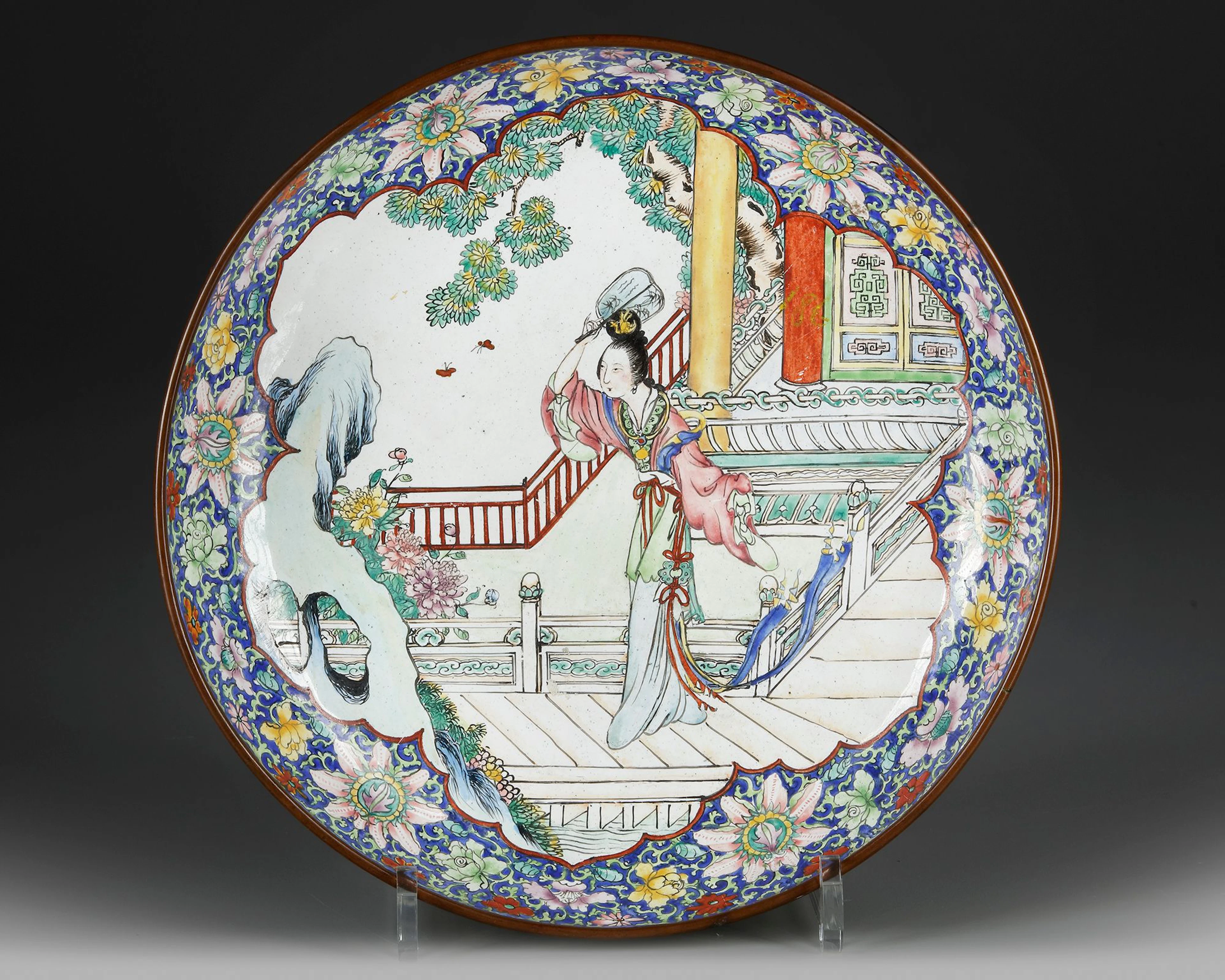 A CHINESE CANTON ENAMEL DISH, 18TH CENTURY