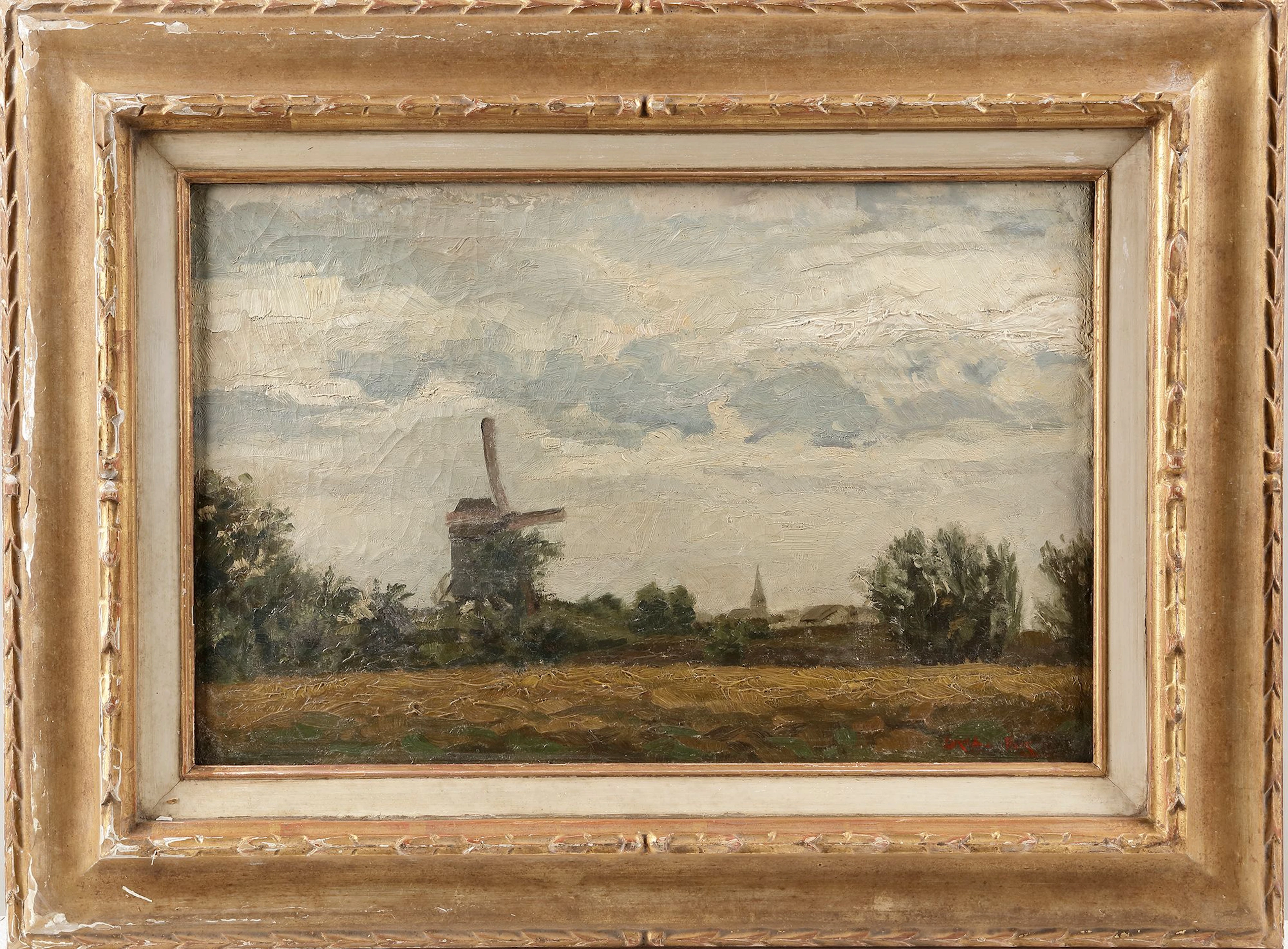 BERNARD ANTHONIE VAN BEEK (1875-1941), A WINDMILL NEAR EEMNES, OIL ON CANVAS