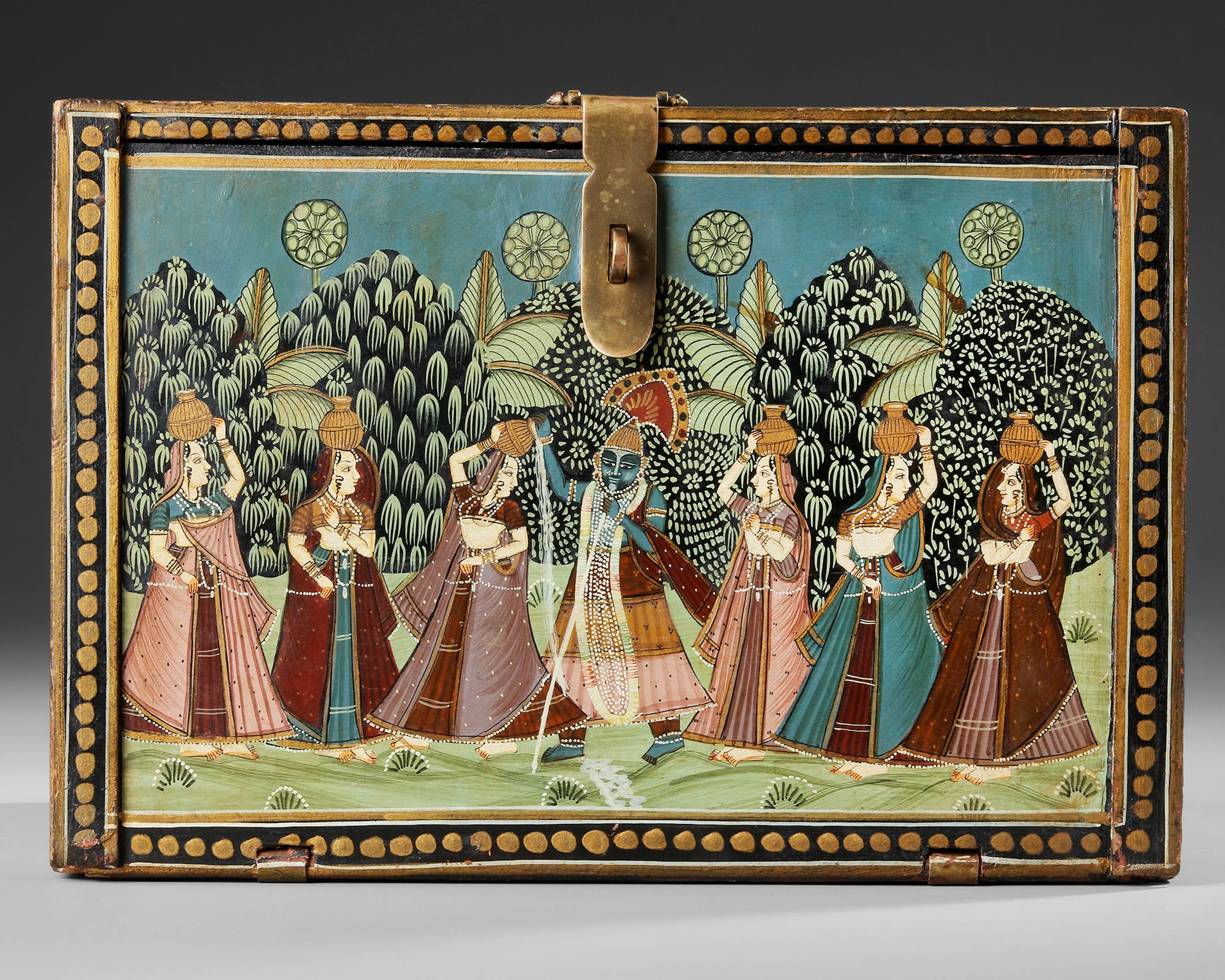 A PAINTED WOOD DEVOTIONAL CABINET (MANDIR), RAJASTHAN, INDIA, 19TH CENTURY