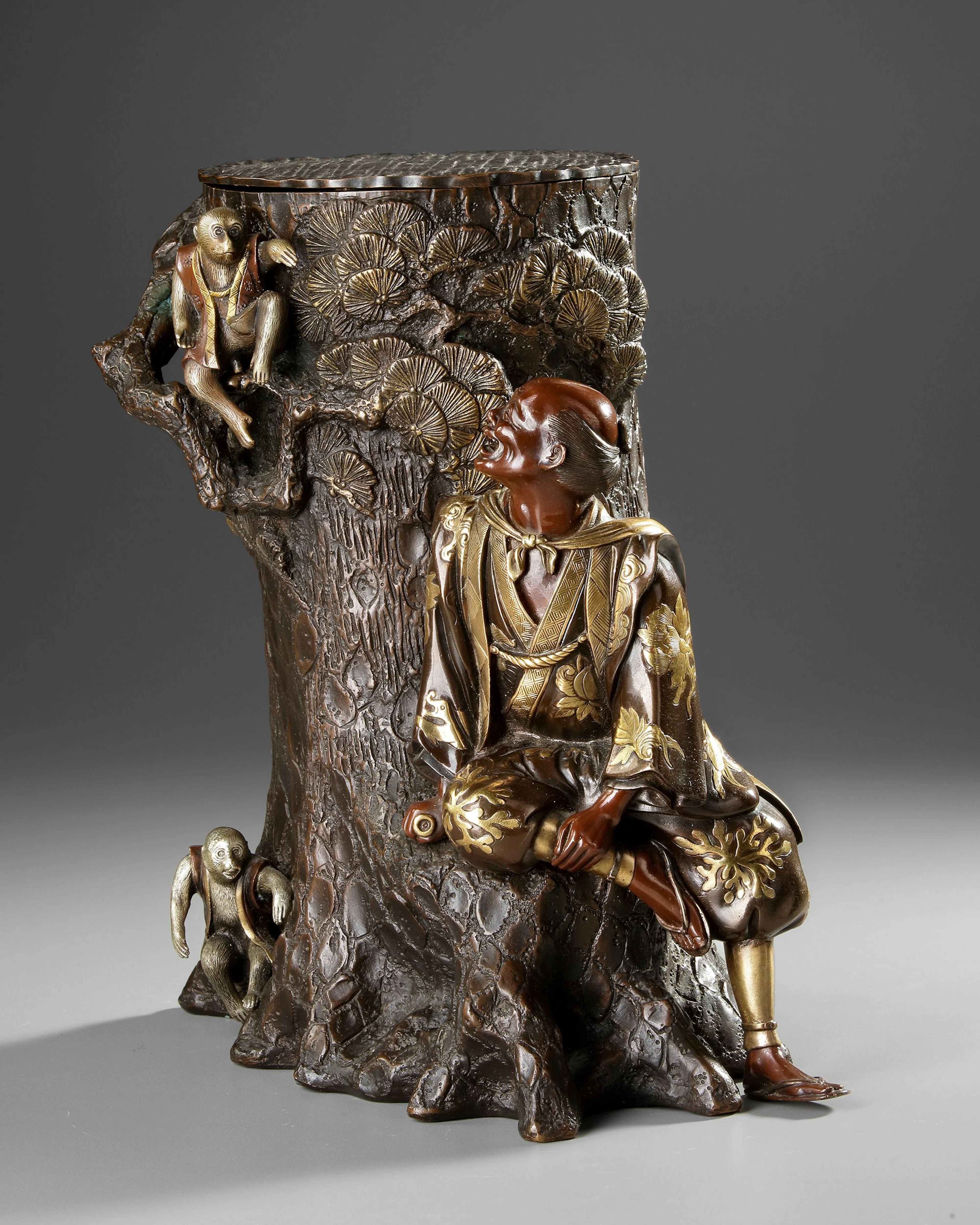 A LARGE JAPANESE BRONZE AND GILT FIGURAL SCULPTURE, MEIJI PERIOD (1868-1912)
