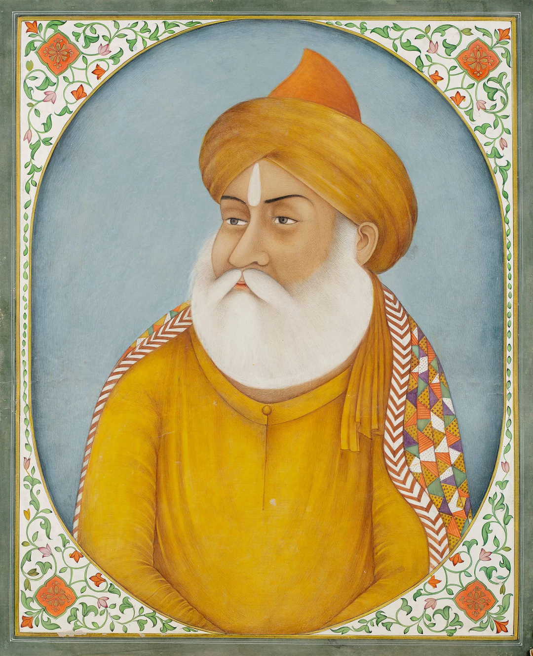 A PORTRAIT OF GURU RAM DAS, THE FOURTH SIKH GURU, LUCKNOW SCHOOL