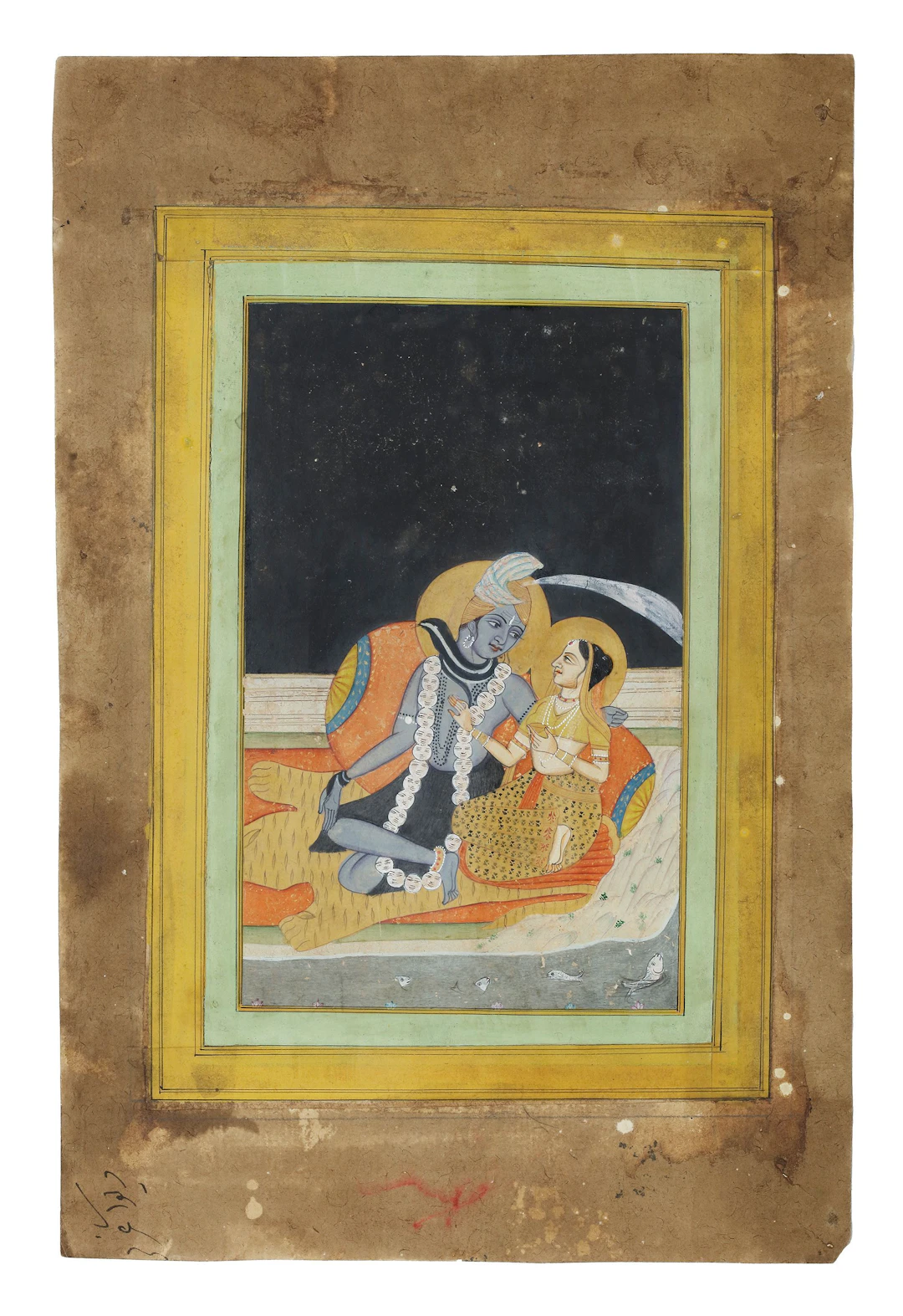 SHIVA AND PARVATI SEATED AGAINST A BOLSTER, JAIPUR RAJASTHAN INDIA