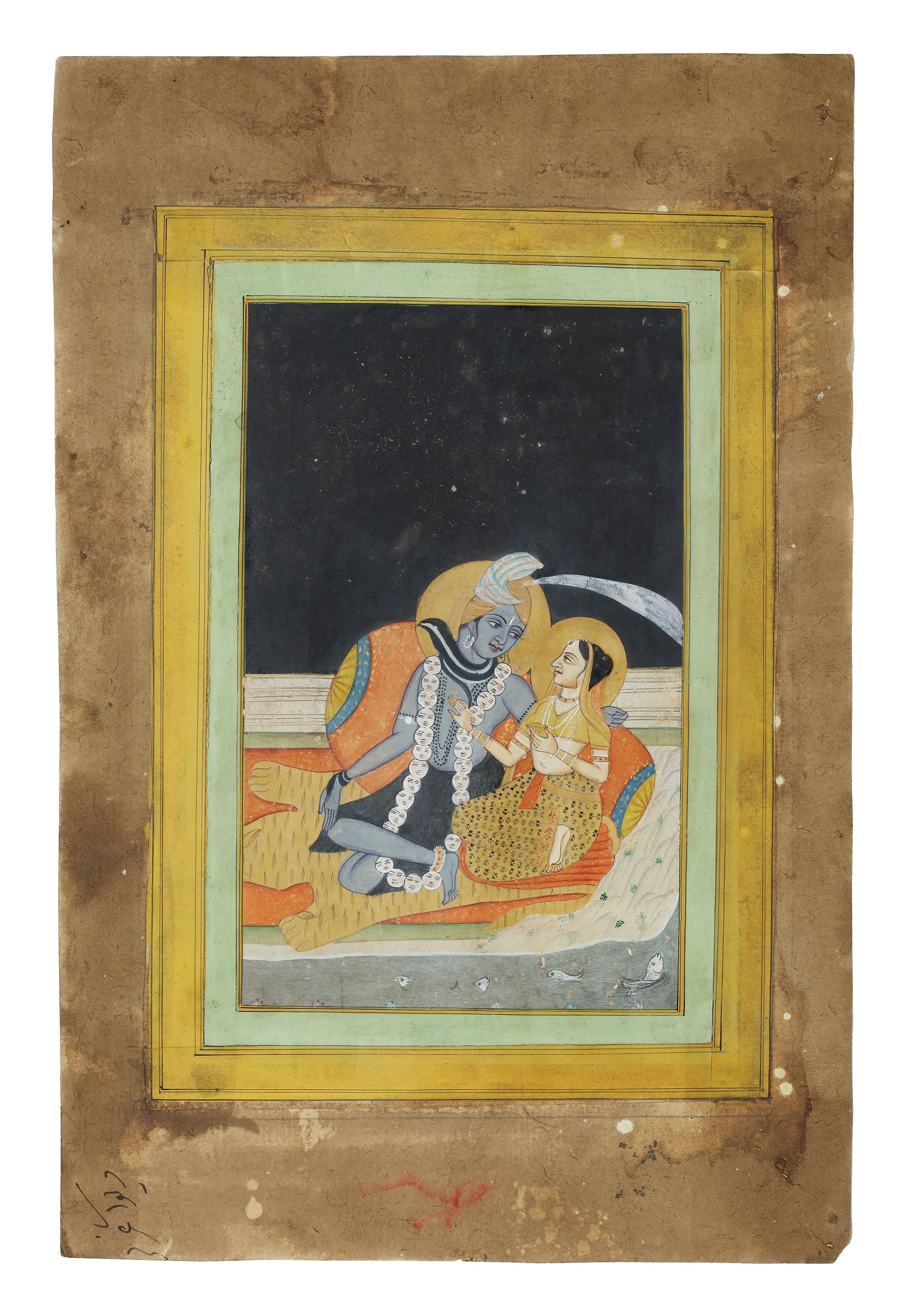 SHIVA AND PARVATI SEATED AGAINST A BOLSTER, JAIPUR RAJASTHAN INDIA