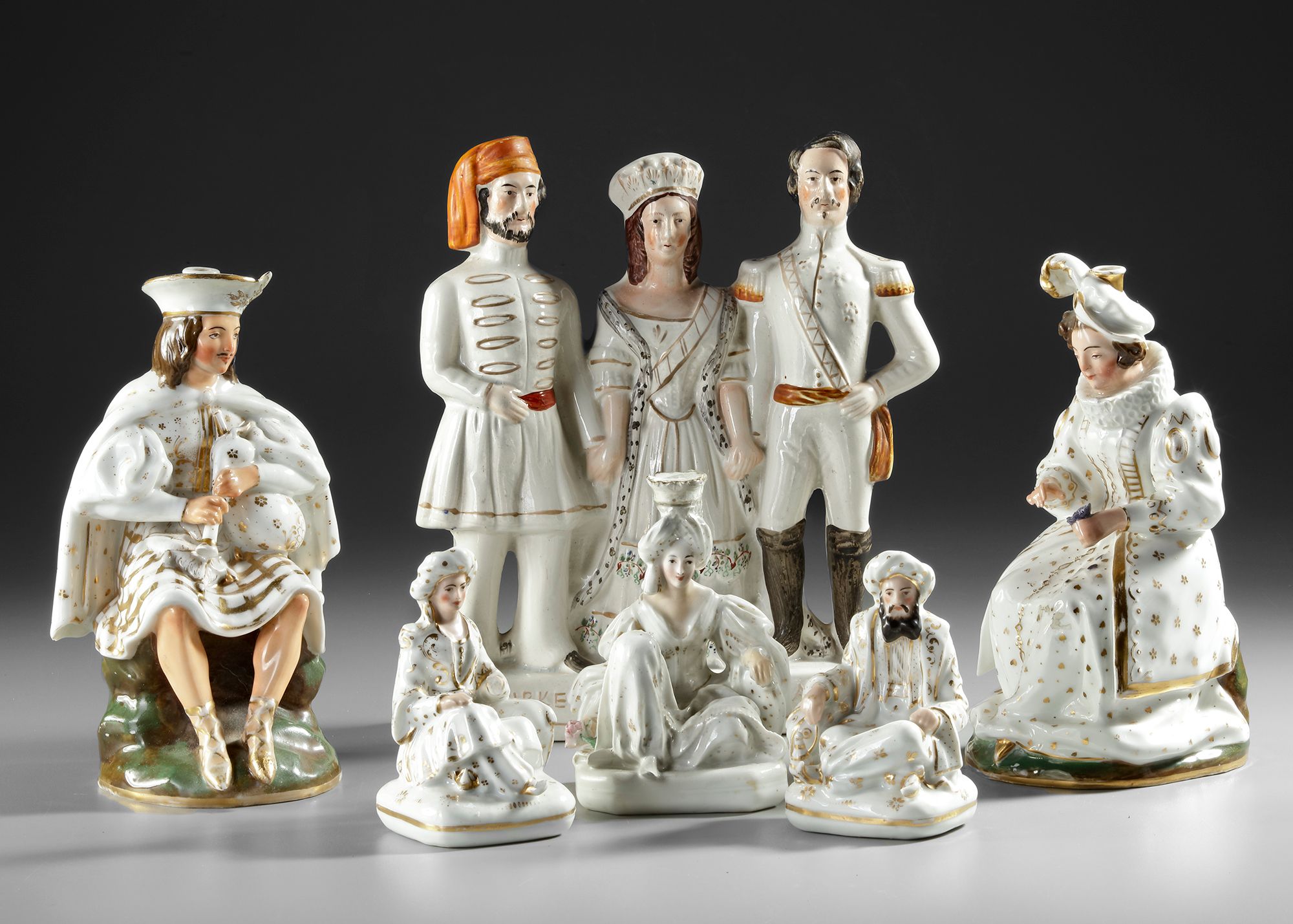COLLECTION OF PORCELAIN SULTAN AND SULTANA CONTAINER MODELS, JACOB