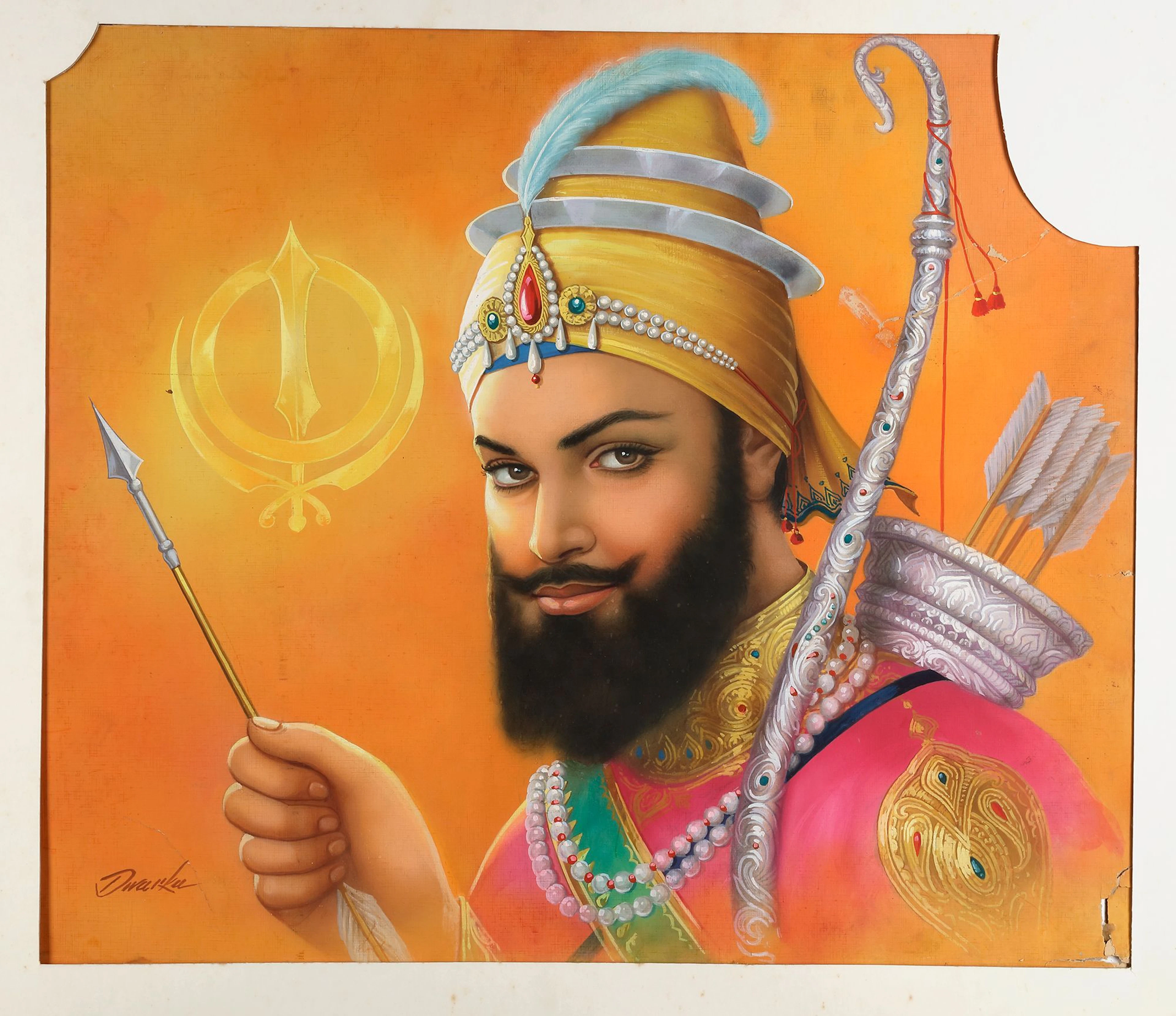 GURU GOBIND SINGH (1675 -1708) HOLDING AN ARROW AND A BOW, BY THE