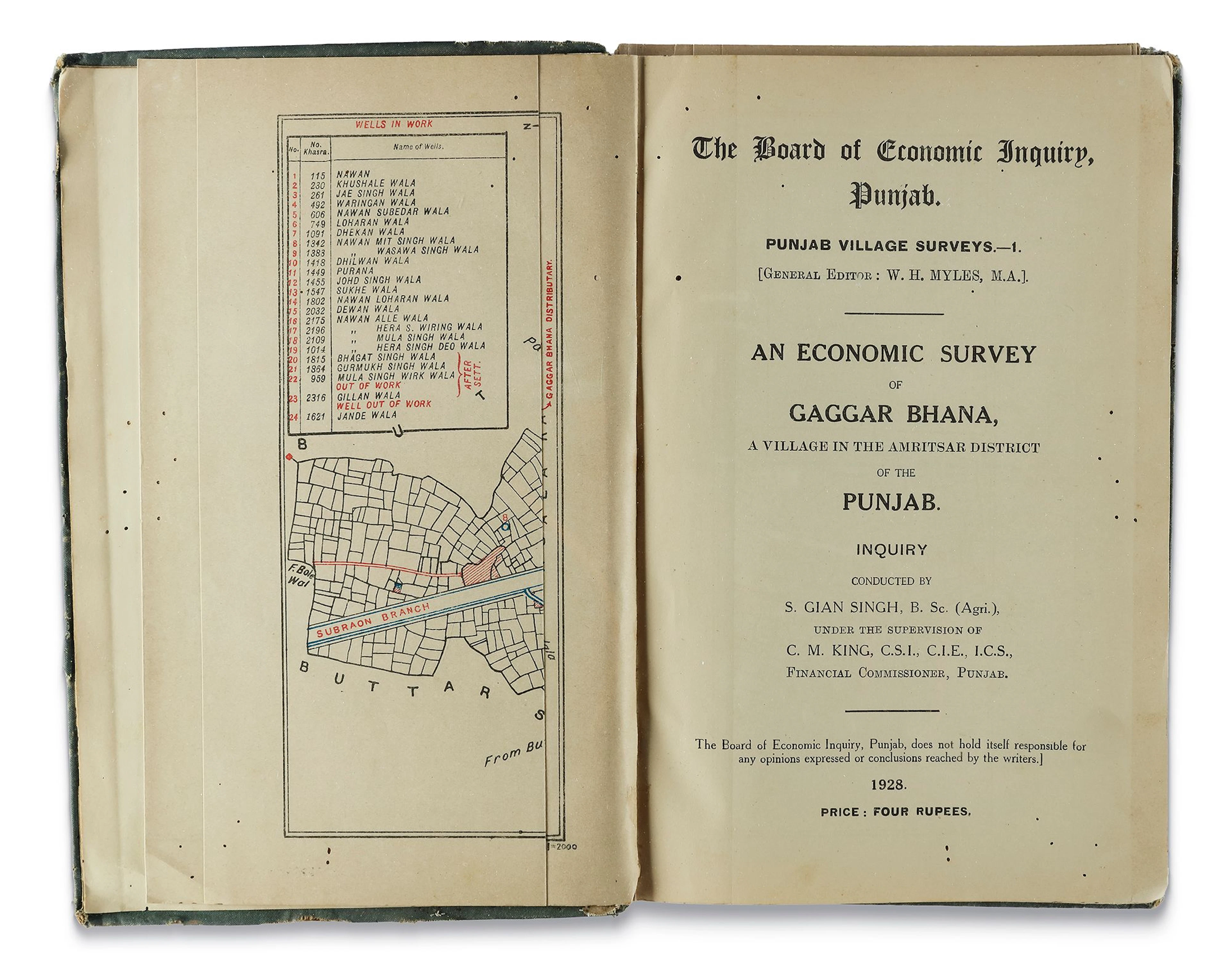 AN ECONOMIC SURVEY OF GAGGAR BHANA, A VILLAGE IN THE AMRITSAR DISTRICT