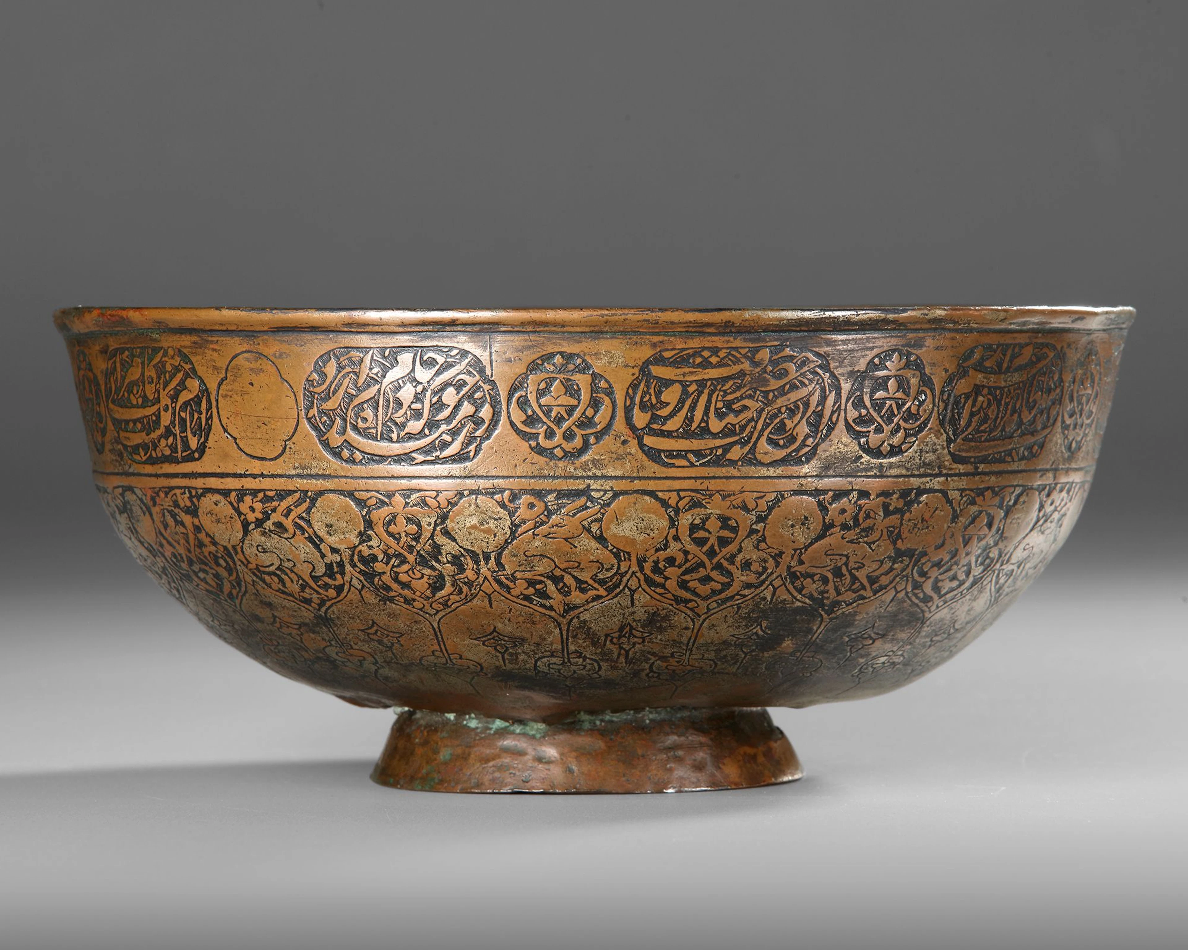 A SAFAVID TINNED COPPER BOWL, PERSIA 18TH CENTURY