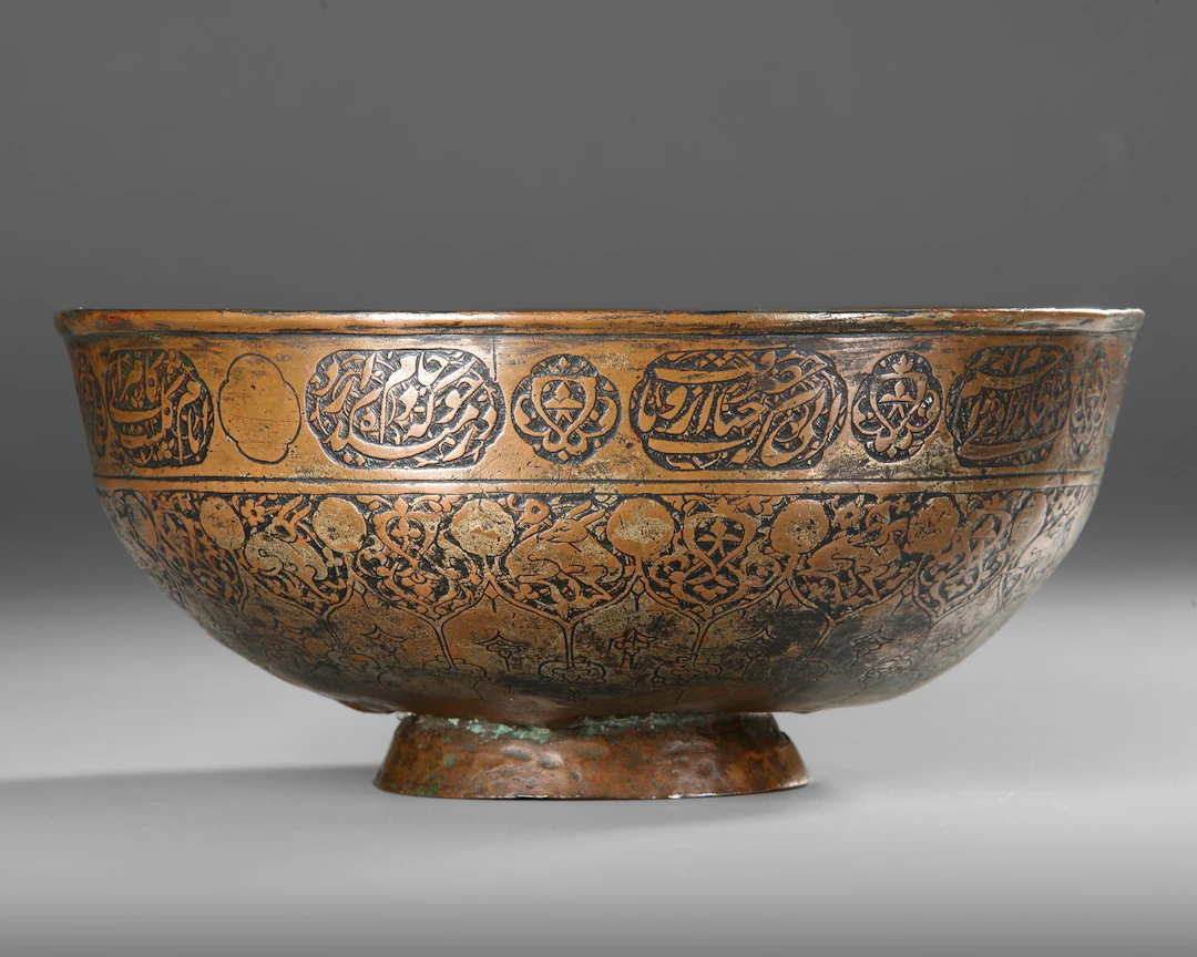 A SAFAVID TINNED COPPER BOWL, PERSIA 18TH CENTURY