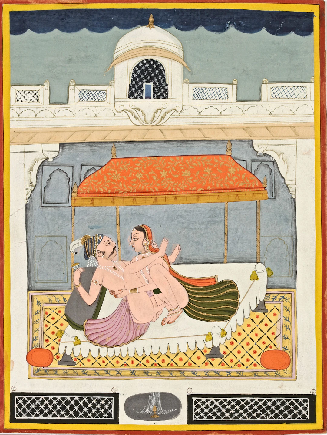 AN EROTIC PAINTING OF AN AMOROUS COUPLE JODHPUR, MARWAR, RAJASTHAN