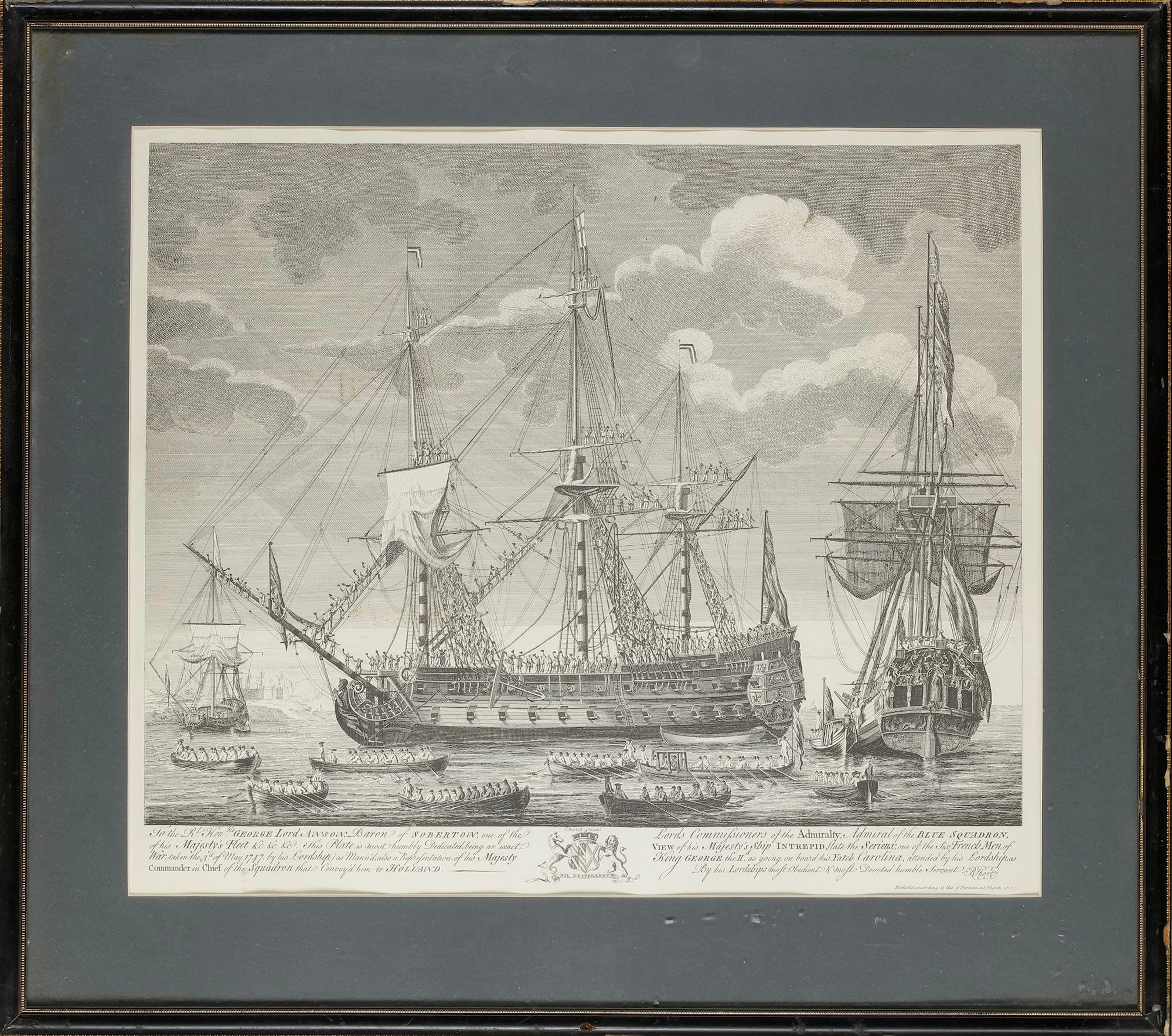 A NAVAL ENGRAVING OF HMS 'INTREPID', 18TH CENTURY
