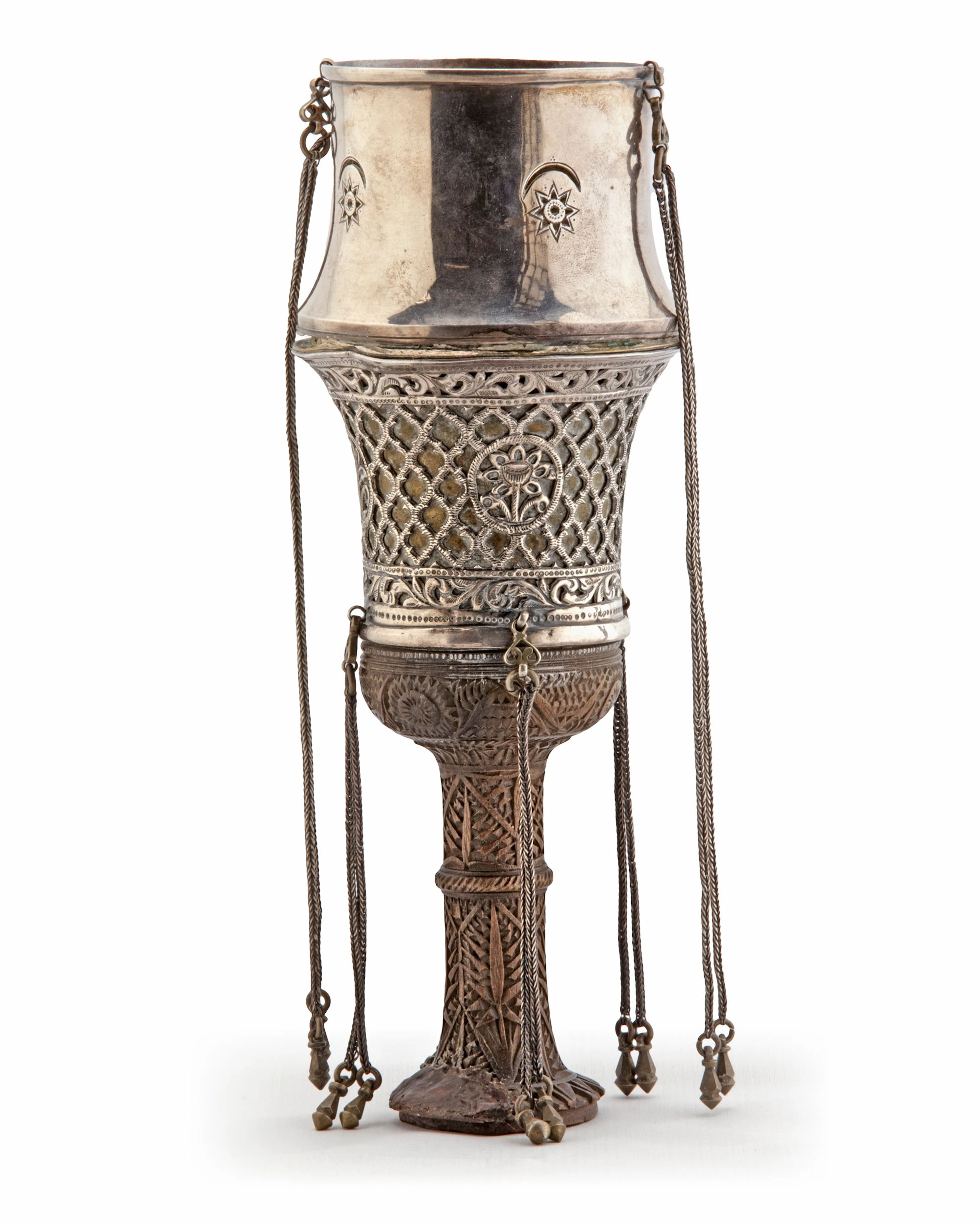 A SILVER GHALIAN CUP, PERSIA, 19TH CENTURY