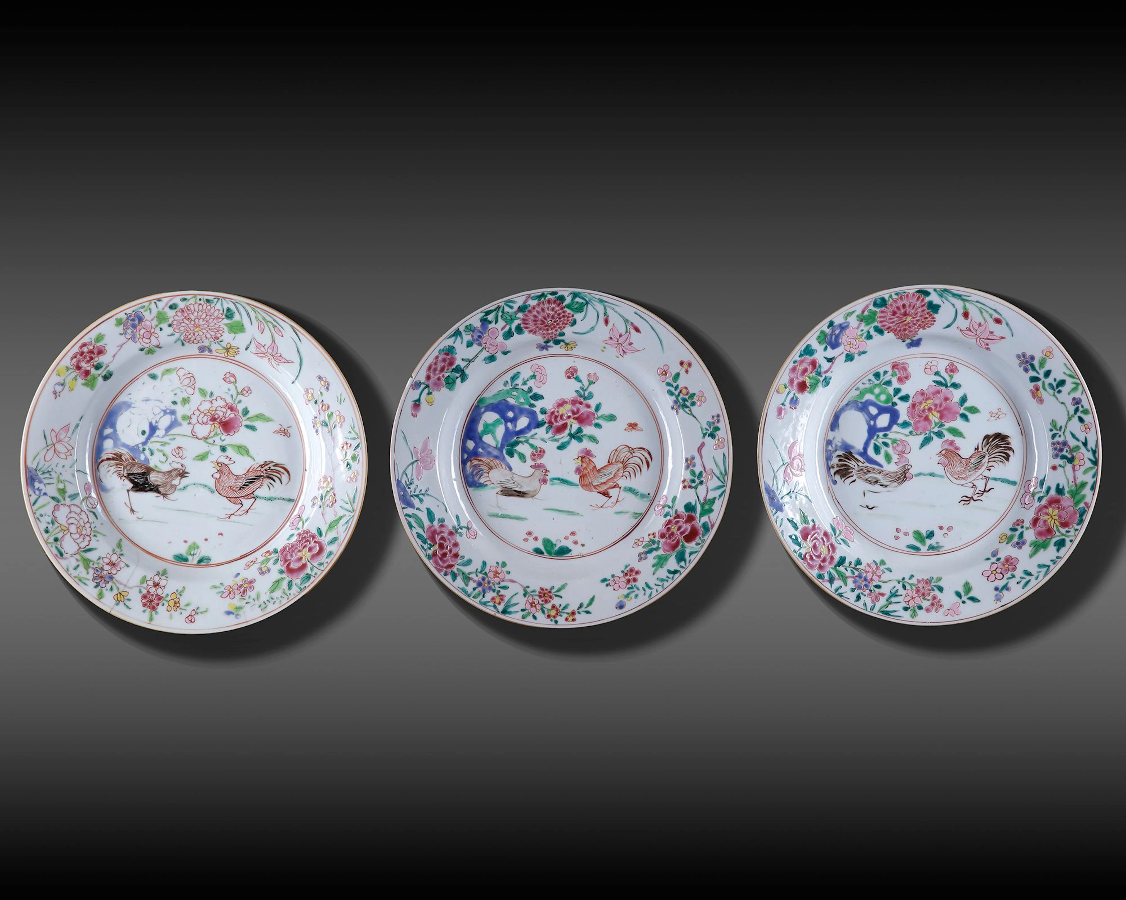 THREE CHINESE FAMILLE ROSE PORCELAIN DISHES, 18TH CENTURY