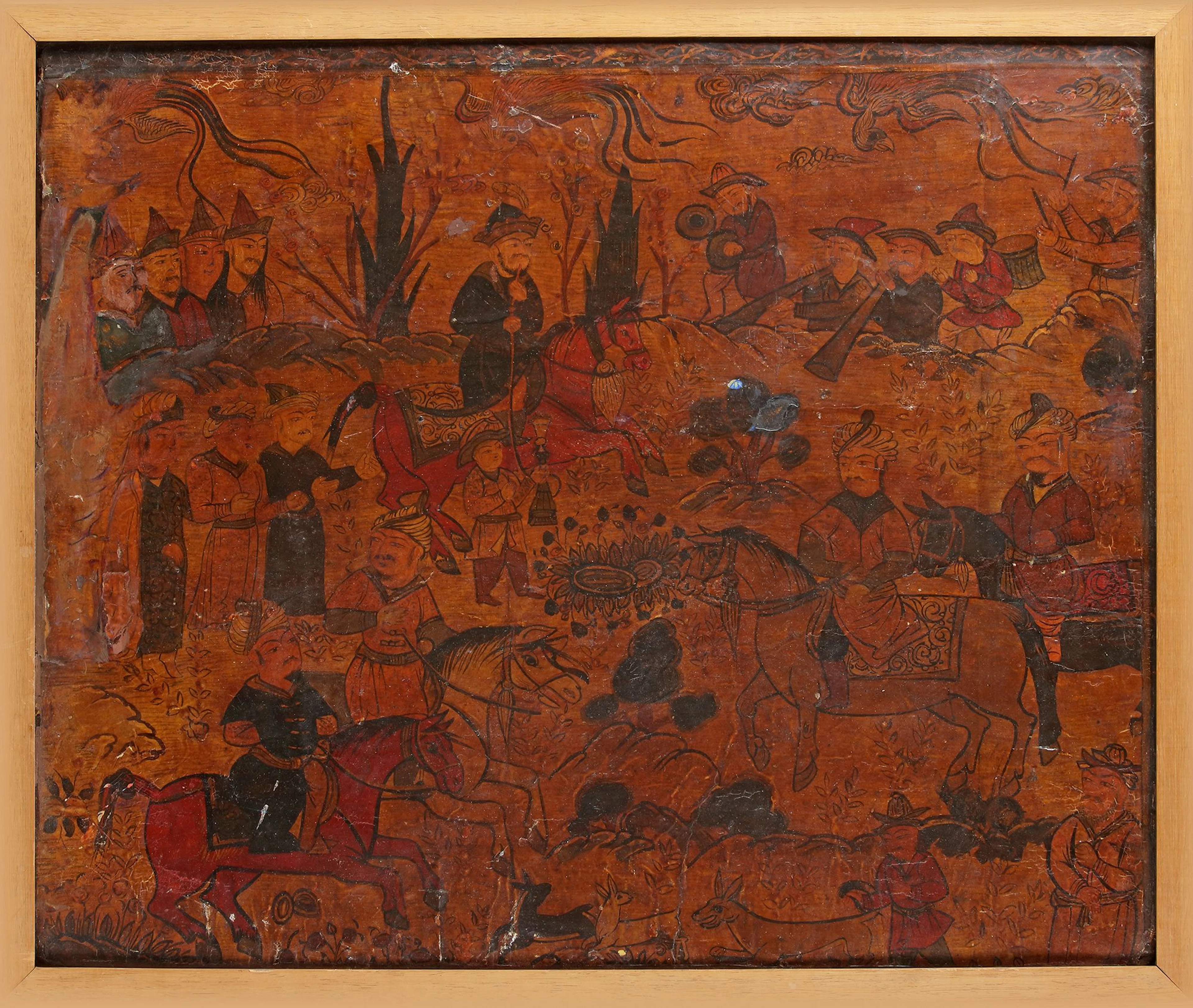A QAJAR LACQUER PAPIER MACHE PANEL, PERSIA 19TH CENTURY
