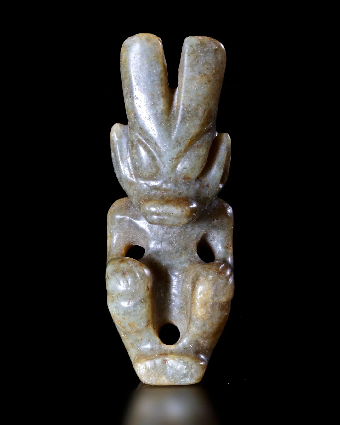 A GREENISH-YELLOW JADE OF A HUMANOID FIGURE, CHINA, HONGSHAN CULTURE