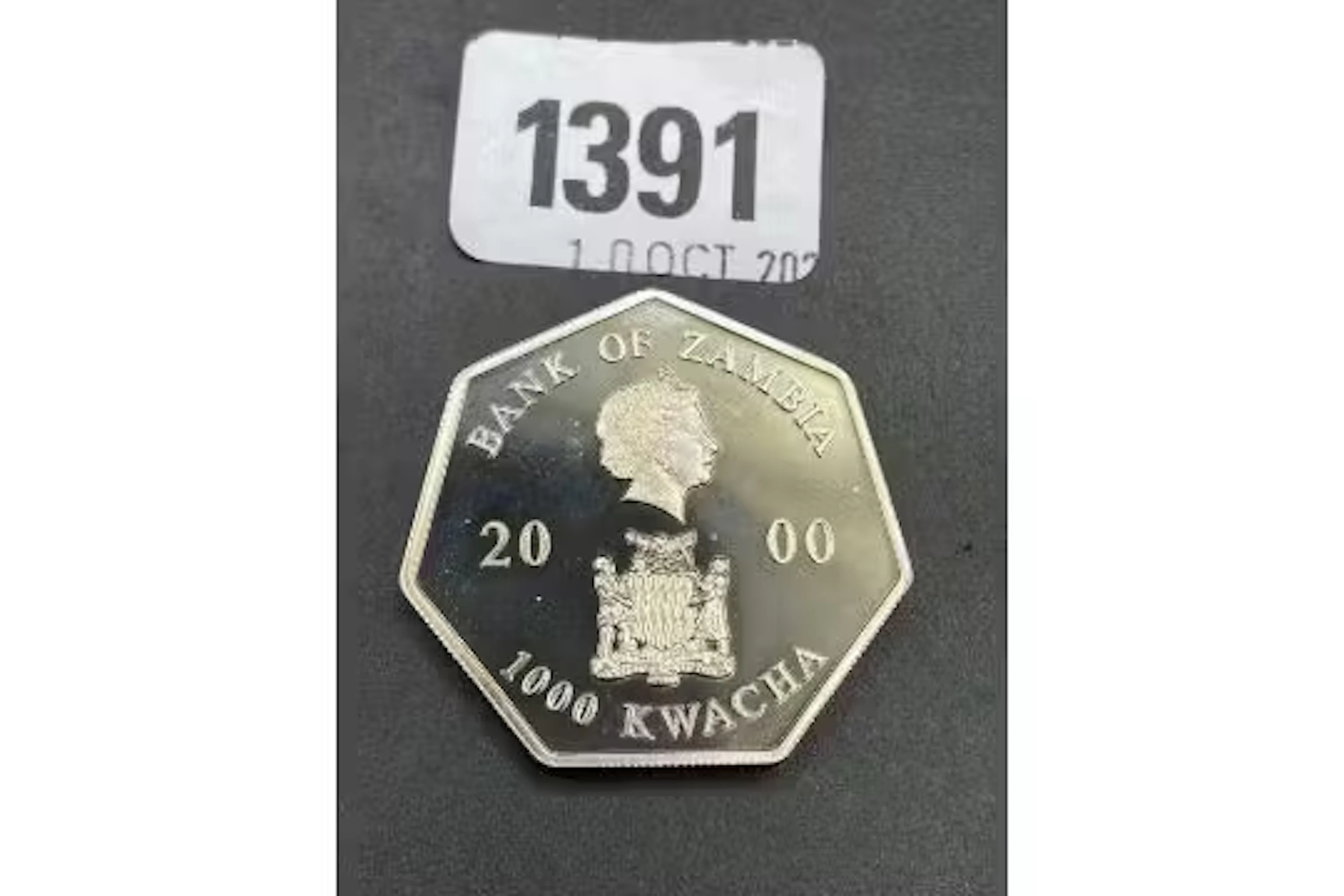 Zambia proof 1000 Kwacha calendar coin 2001