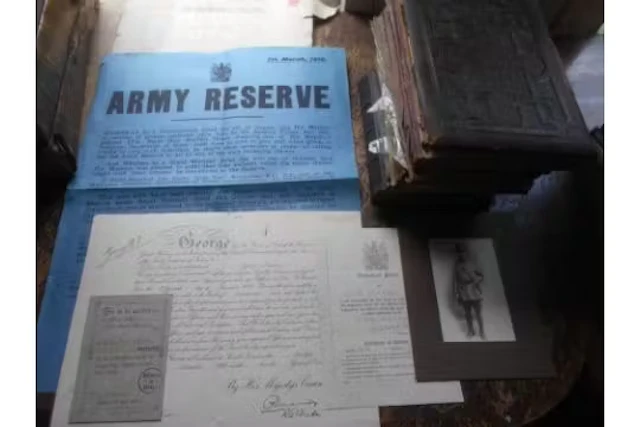 WORLD WAR I a small collection of WWI memorabilia belonging to John
