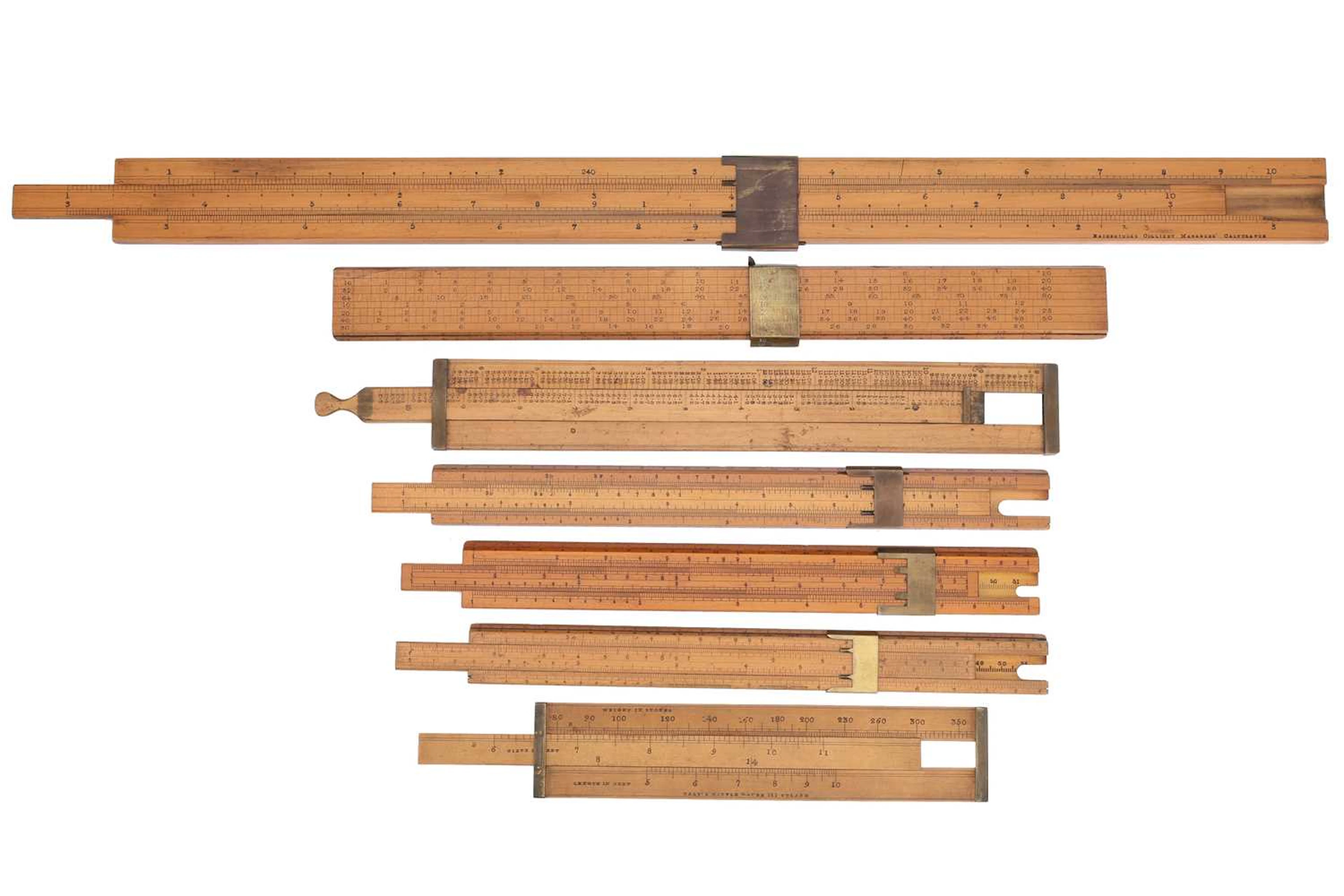 Collection of 7 19th Century Slide Rules