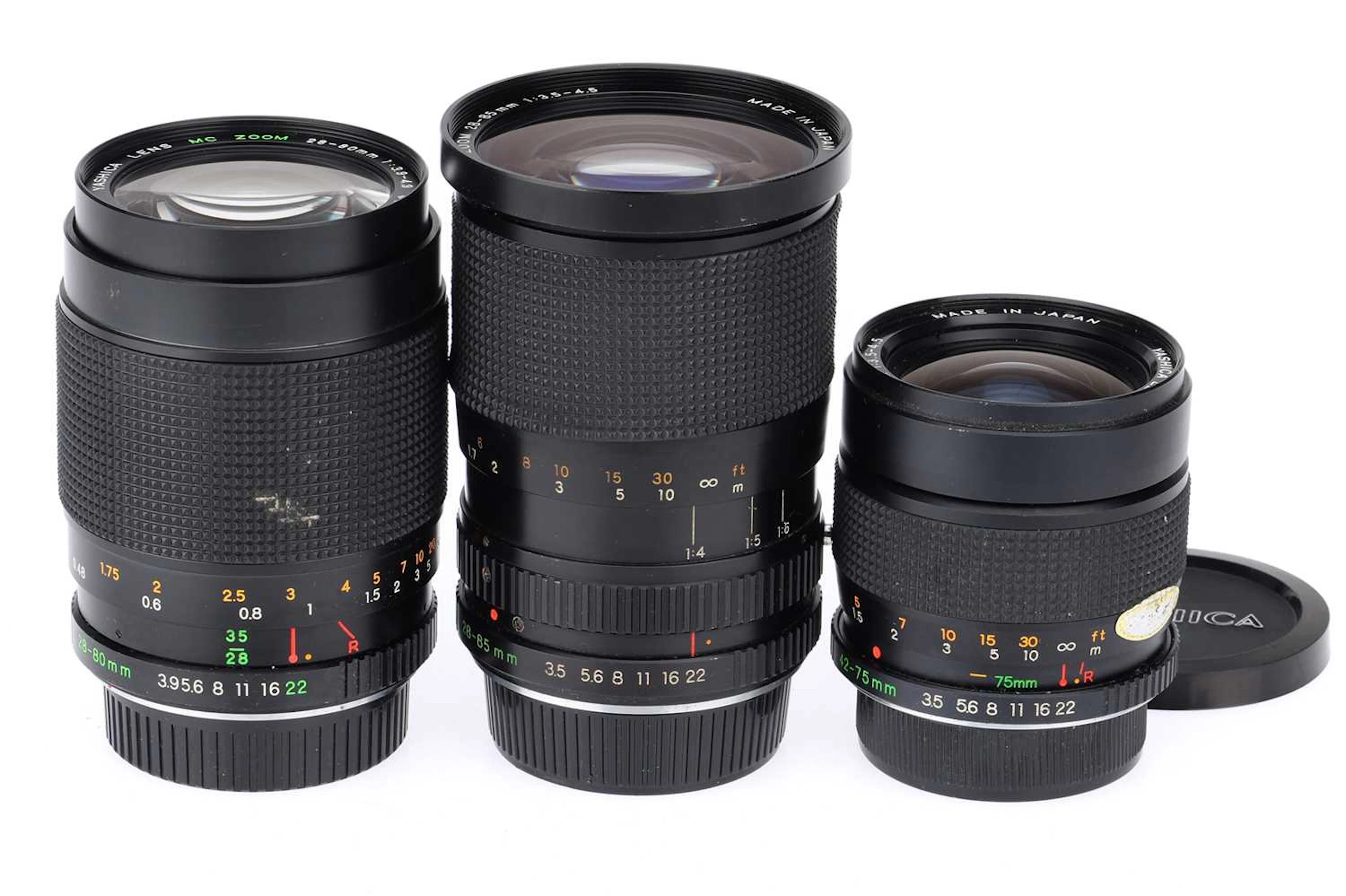 Three Yashica ML Zoom Series Camera Lenses