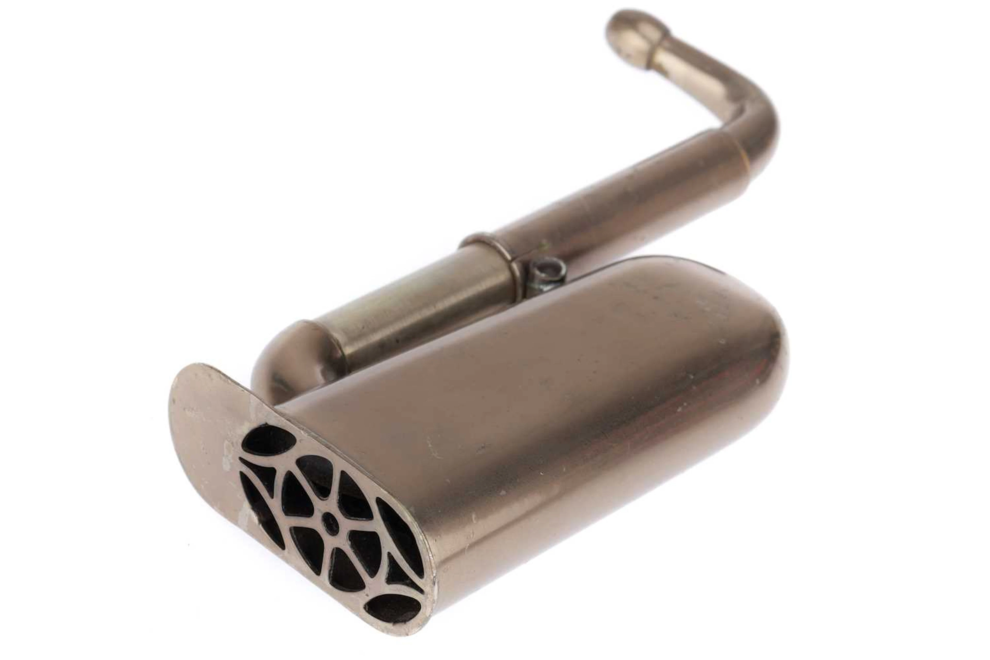 A nickel-plated brass Hawksley-Type Compact Ear Trumpet Hearing Aid