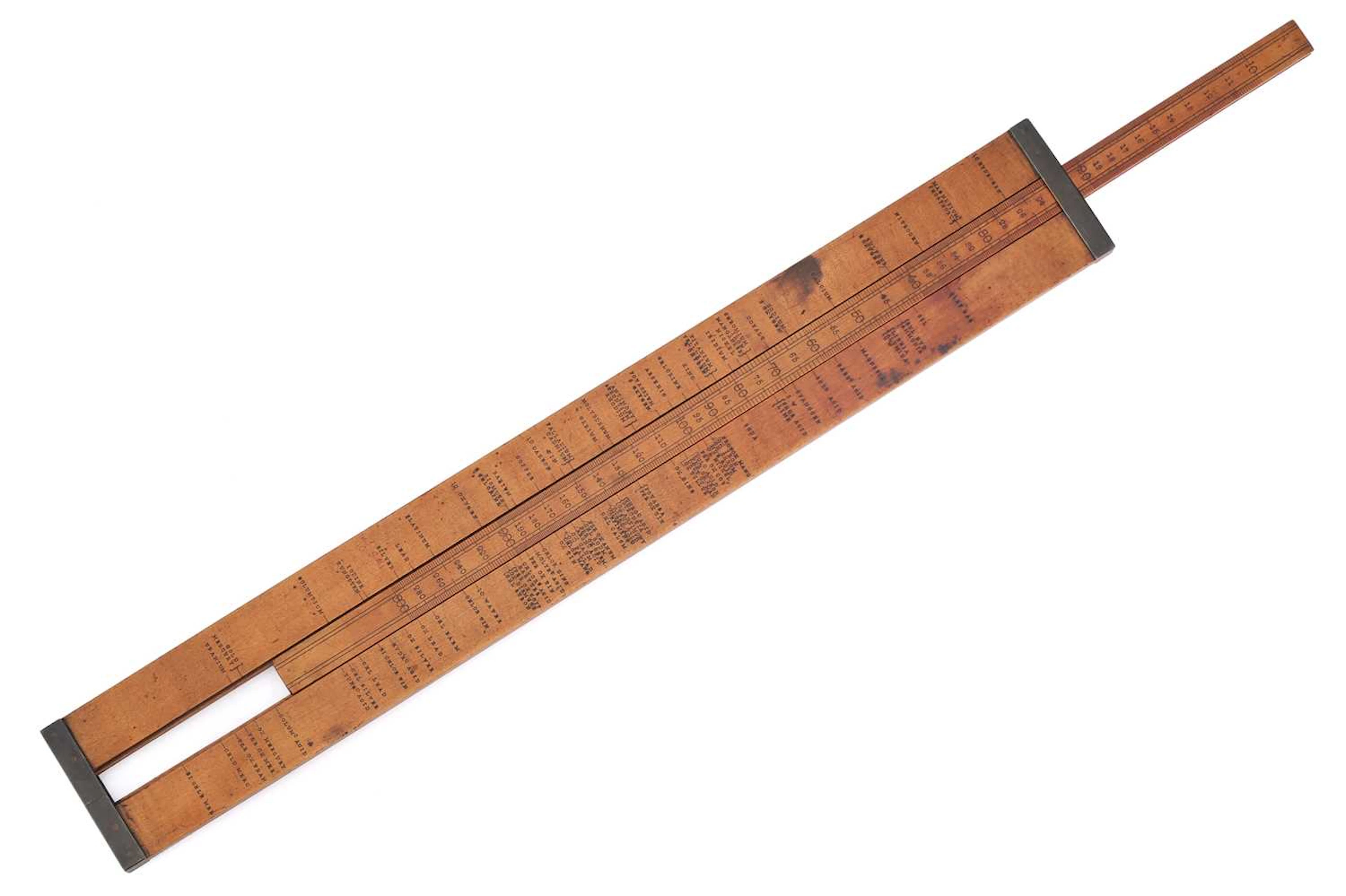 English Chemical Equivalents Slide Rule after Wollaston, hydrogen-scale variant