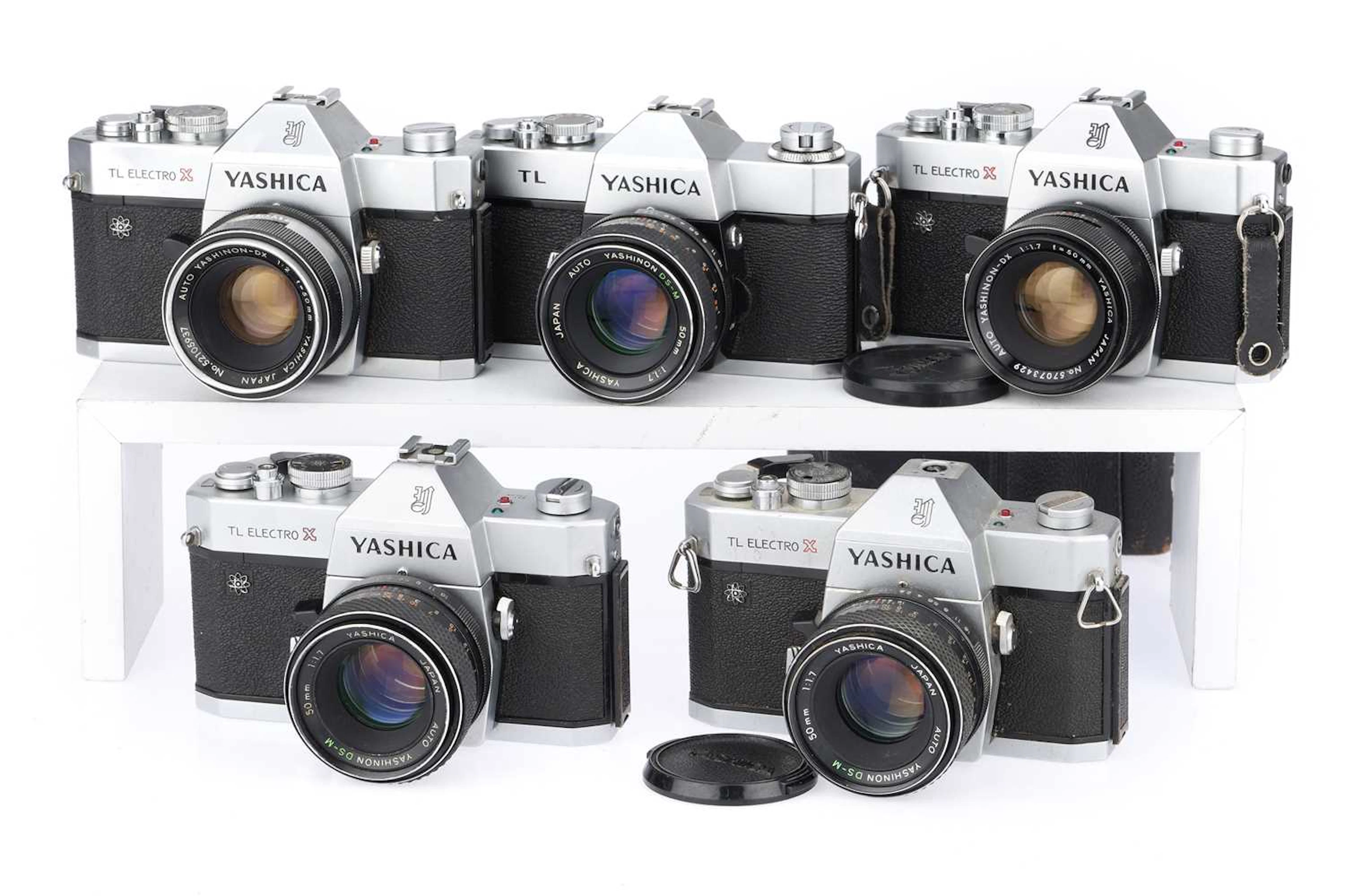 Five Yashica TL Series 35mm SLR Cameras, One with Naval Fleet Air Arm Interest