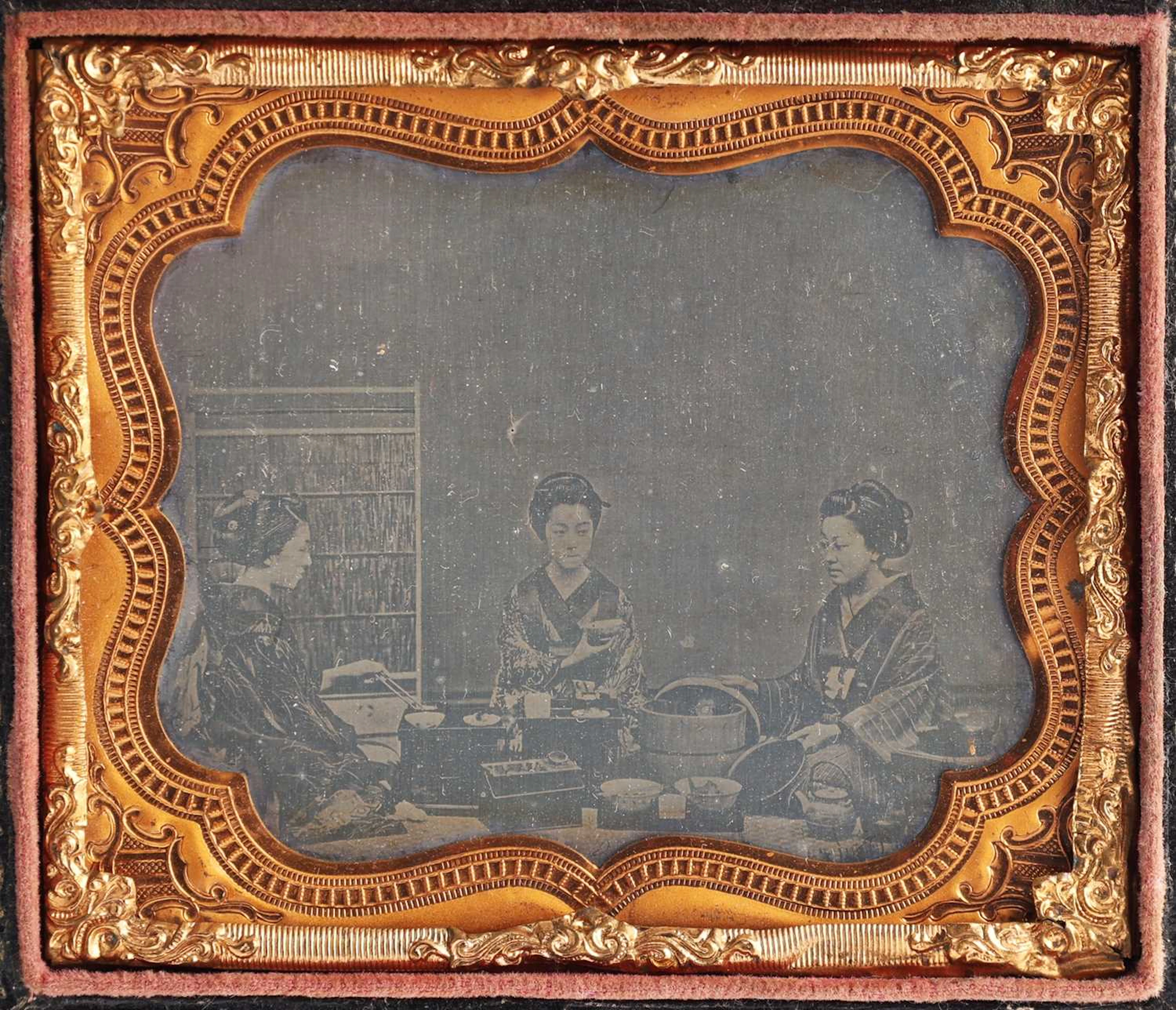 Daguerreotype-Japanese Women Tea Drinking